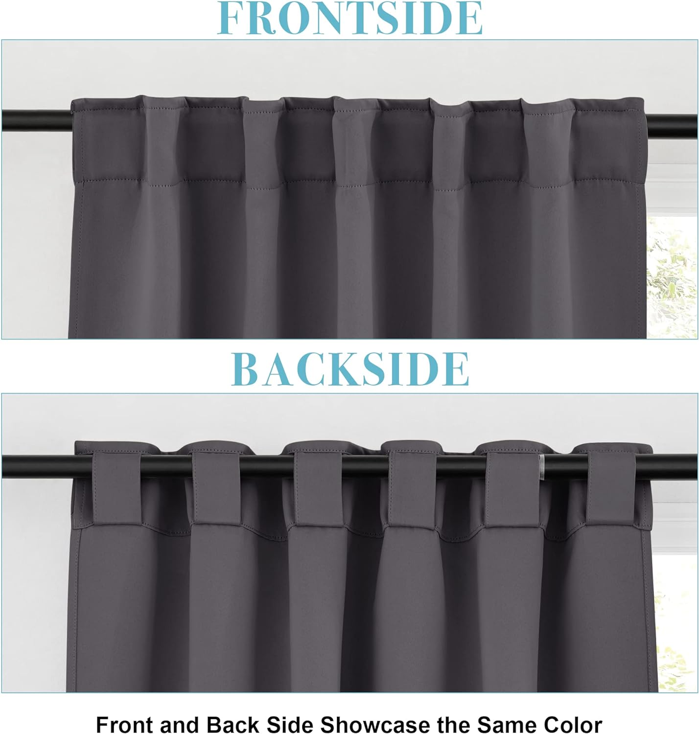 RYB HOME Small Window Curtains Blackout, Privacy Thermal Insulating Drapes for Bedroom Bathroom Basement Cafe Classroom Window Decor, W 34 x L 45 inches, Grey, 2 Panels