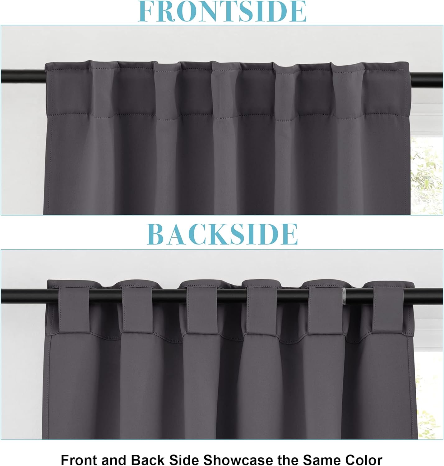 RYB HOME Grey Blackout Curtains - Thermal Insulated Window Drapes for Bedroom Kitchen Dining, Sunlight Block Blinds for Nursery Kid's Room, 42 Width by 54 Length, Gray, 2 Panels