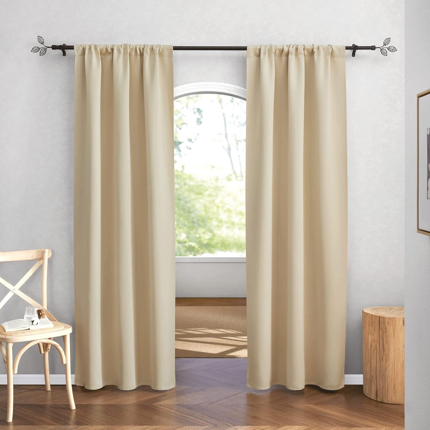 RYB HOME Blackout Curtains 84 inches Long 2 Panels Set for Living Room, Thermal Insulating Privacy Curtains & Drapes for Doorway Temporary Door Alternative Accordion Door, W 42 x L 84, Biscotti Beige