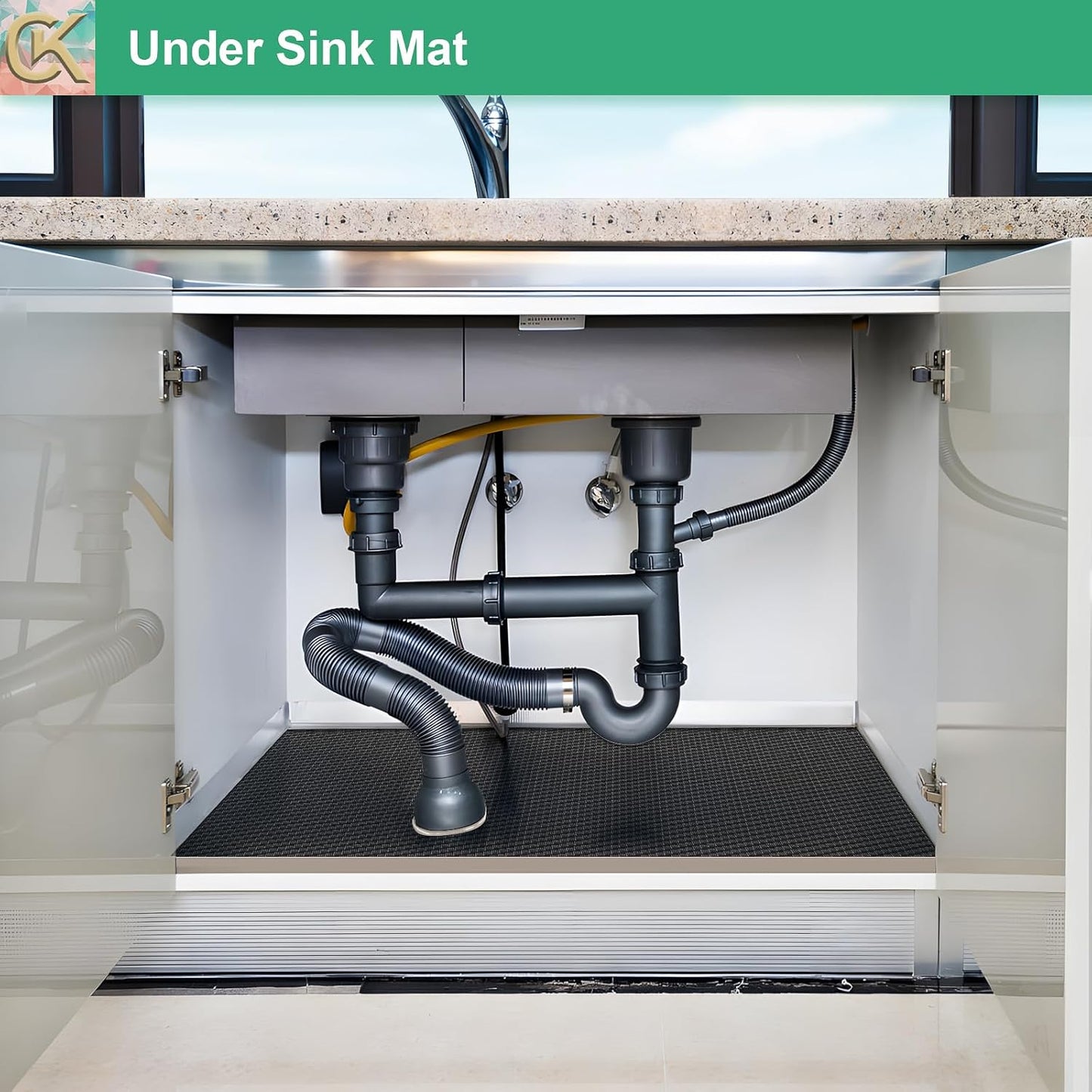 Self-Adhesive Shelf Liner Kitchen Liner, Waterproof Backed Paper Easy Peel and Stick Contact Liner Without Residue for Decor Your Desk Surface, Kitchen Countertops (Black, 23.6 x 393.7 inches)