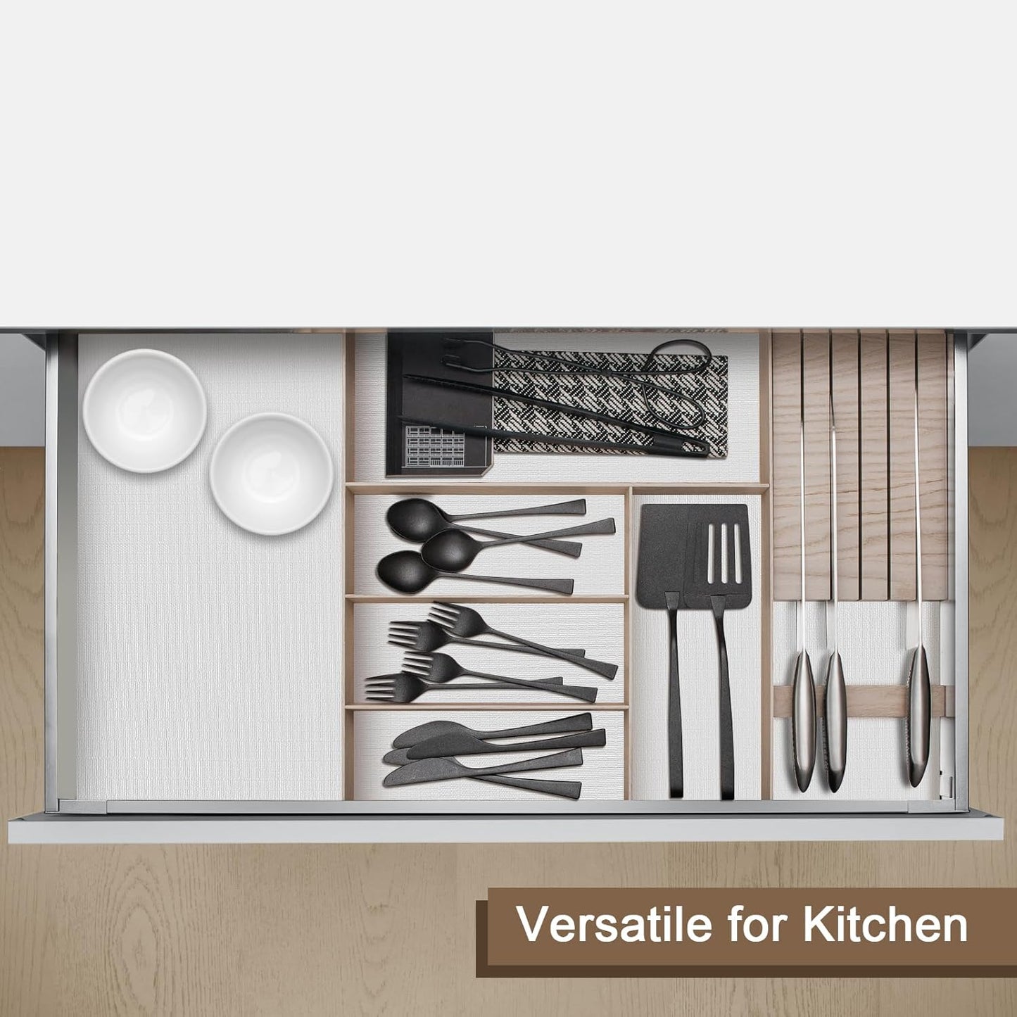 OcePor Non-Adhesive Drawer and Shelf Liner 24IN x 20FT，Non Slip Cabinet and Cupboard Liner, Kitchen Cabinet Liners for Shelves, Waterproof Drawer Shelf Liners for Cabinets/Bathroom Cupboard, White