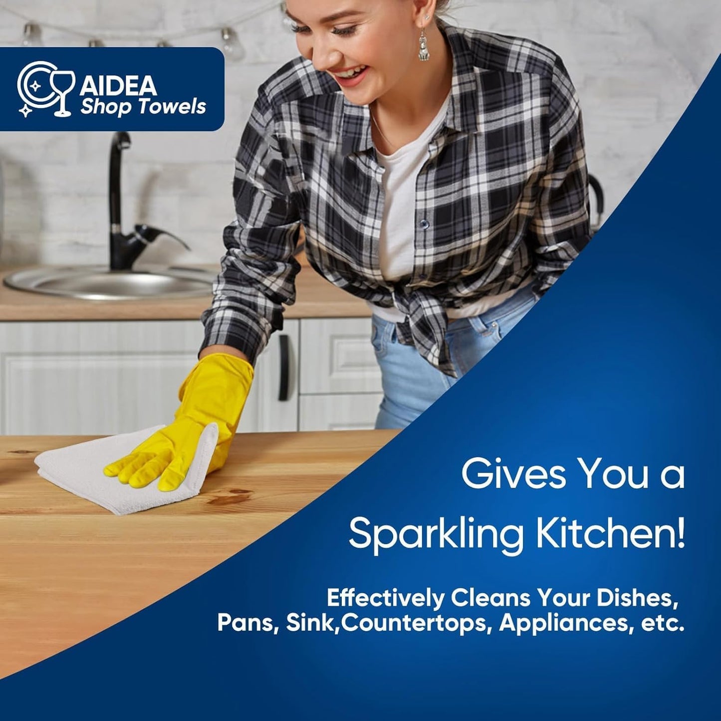 AIDEA Microfiber Cleaning Cloth White-100PK, Absorbent Cleaning Rags, Commercial Shop Rags Lint-Free, Scratch-Free, White Microfiber Towels for Cars, Kitchen Towels White 11.5 in.x 11.5 in.