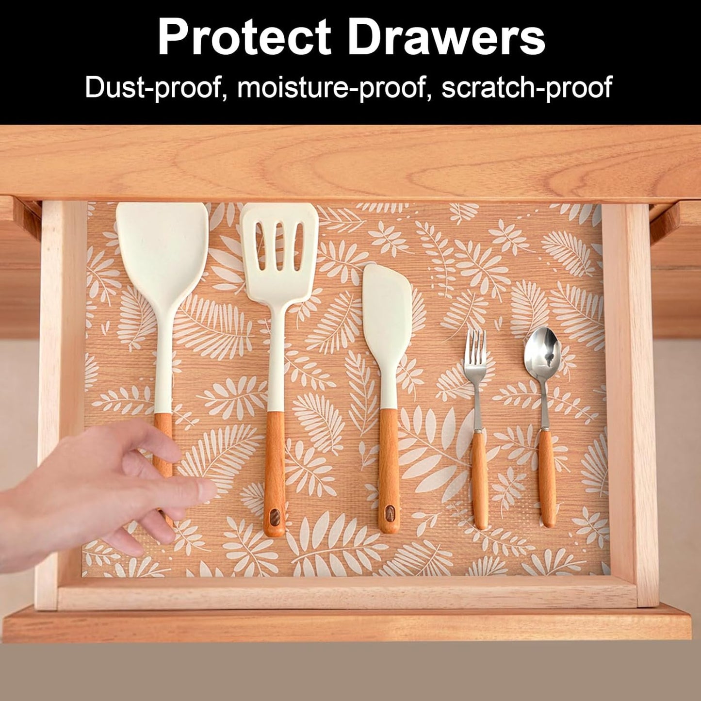 Cooyes Shelf and Drawer Liners for Kitchen Cabinets, Non Adhesive Cabinet Liner, EVA Waterproof Durable Non-Slip Drawer Mats for Shelves, Refrigerator, Storage, Desks