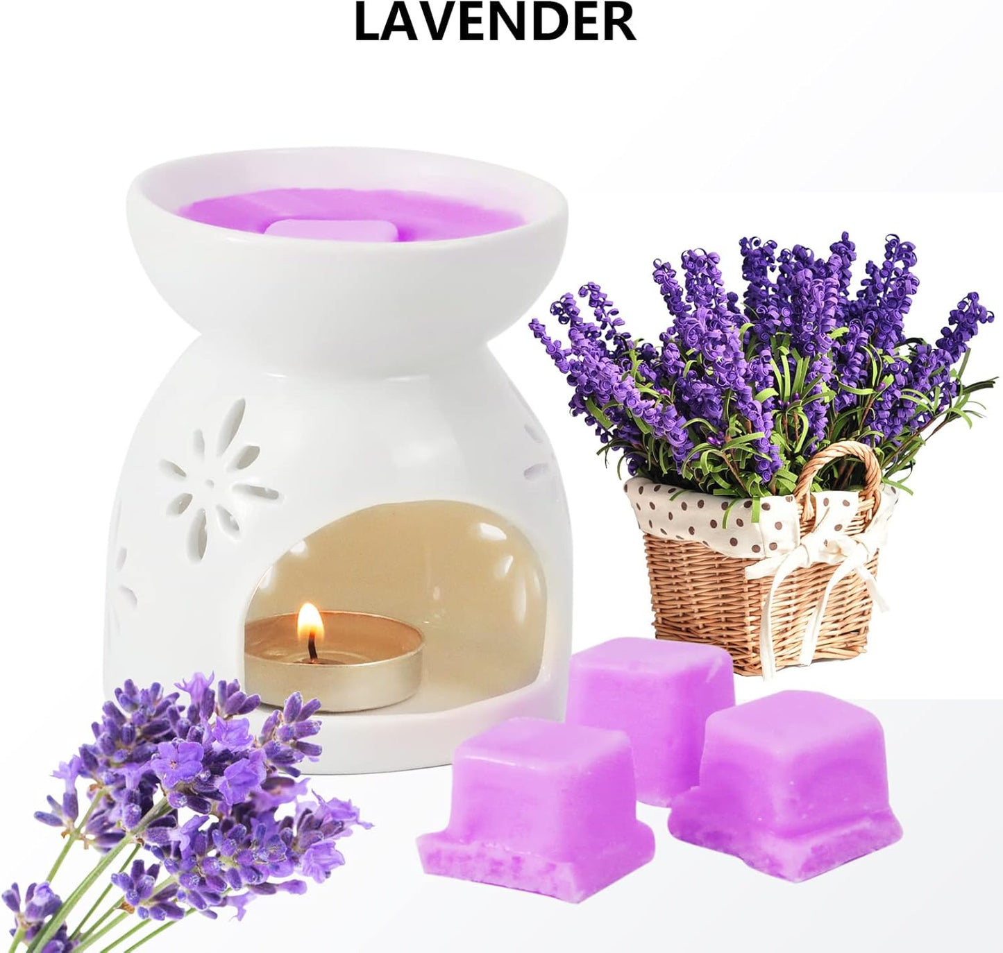 SCENTORINI Lavender Wax Melts Wax Cubes, Lavender Candle Wax Melts Strong Scent, Soy Scented Wax Melts for Wax Warmers Christmas Decor, 2 x 2.5 oz