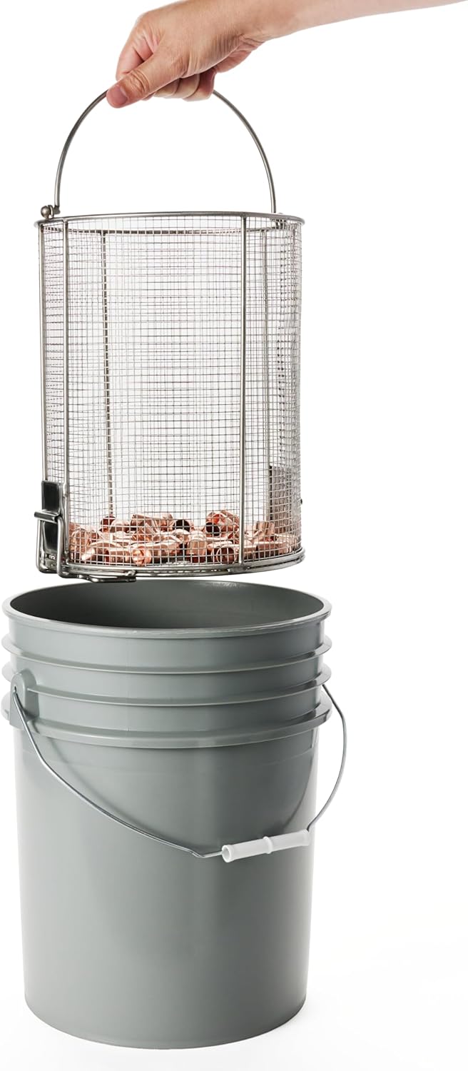 Dip N’ Drain – The Ultimate Stainless Steel Parts Cleaning Basket | Fits Any 5-Gallon Bucket, 1/4″ Mesh, Swing Handle (Bucket Not Included)