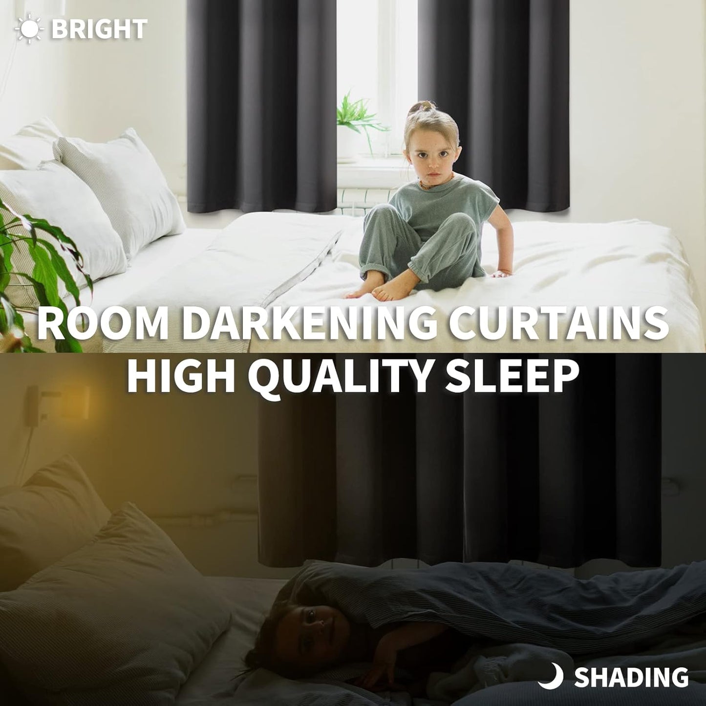 BGment Short Blackout Curtains 36 Inches Length - Rod Pocket Thermal Insulated Room Darkening Window Drapes for Kitchen Bedroom Bathroom, Dark Grey, 2 Panels, 42 x 36 Inch