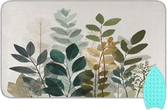 Ironing Mat Portable Ironing Pad Ironing Blanket for Table Top Heat Resistance Double-Side Using Travel Large 47.2 x 27.6 Inch Foldable Lightweight Beige Boho Style Leaves