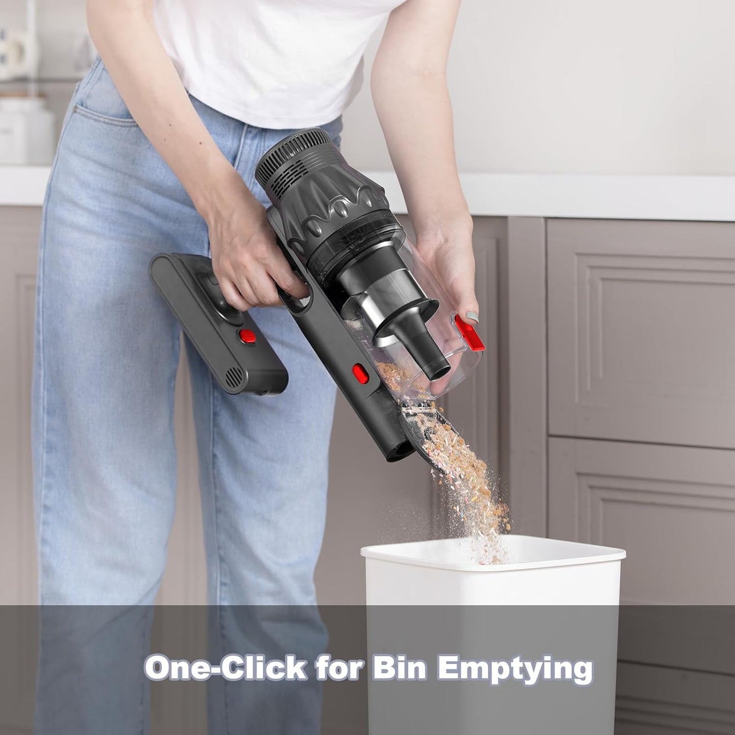 Vacuum Cleaners for Home - Cordless Stick Vacuum Cleaner, Lightweight High Power Vac for Pet Hair Carpet Hardwood Floor, Handheld Portable Wireless Rechargeable Battery Household Vac,Red