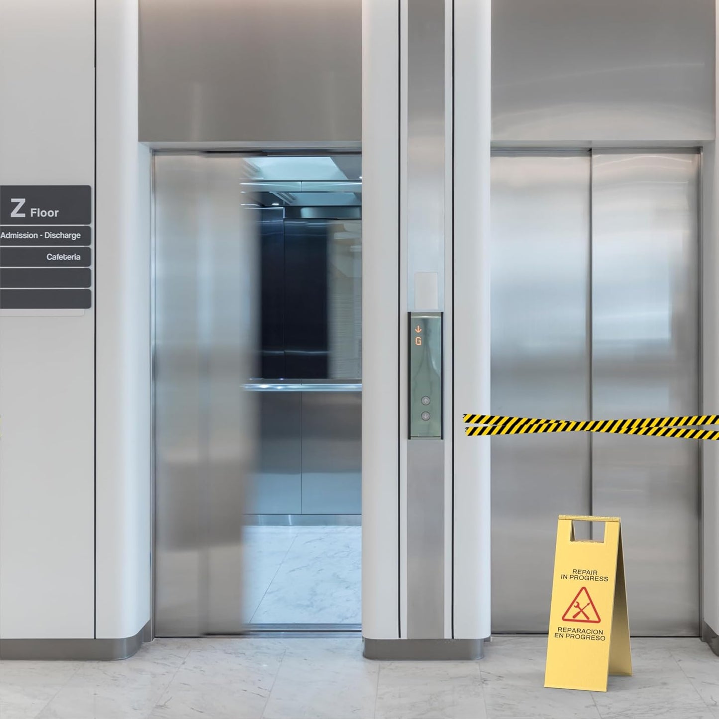 Stainless Steel Repair In Progress Sign Portable Foldable Sign 2-Pack (Gold)