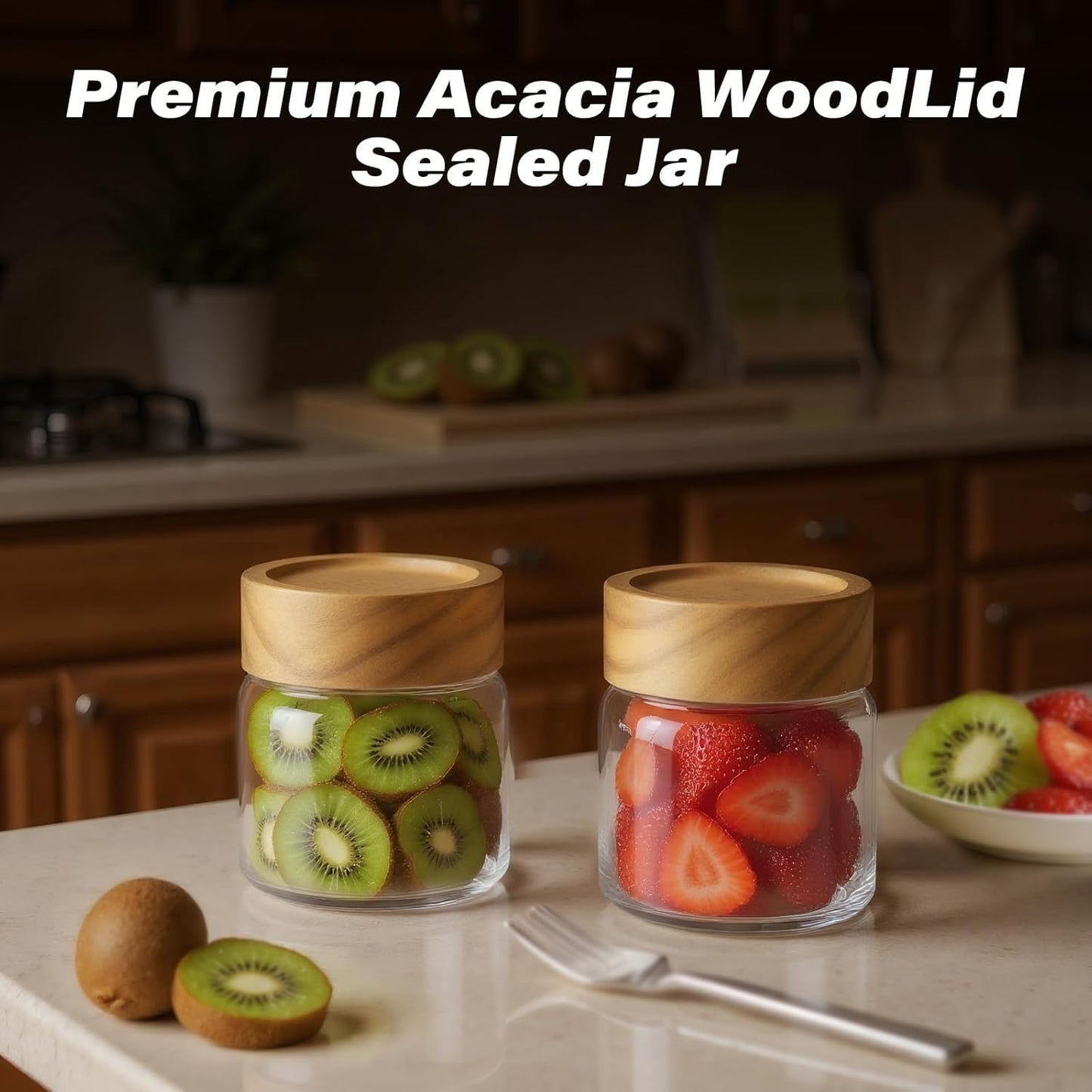 2-Pack 6 oz Glass Canisters with Airtight Sealing Lids - Leakproof Food Mason Jars for Meal Prep, Overnight Oats, Salad Dressings, Yogurt & Spice Storage