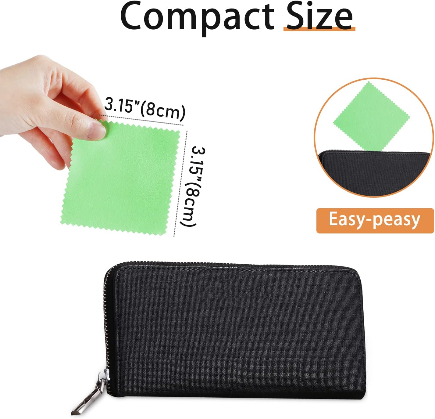 CATIFLIN 100pcs Jewelry Cleaning Cloth, Silver Polishing Cloth Individually Wrapped, Small Jewelry Polishing Cloth for Sterling Silver, Gold, Platinum and More (Green, 3.15" x 3.15")