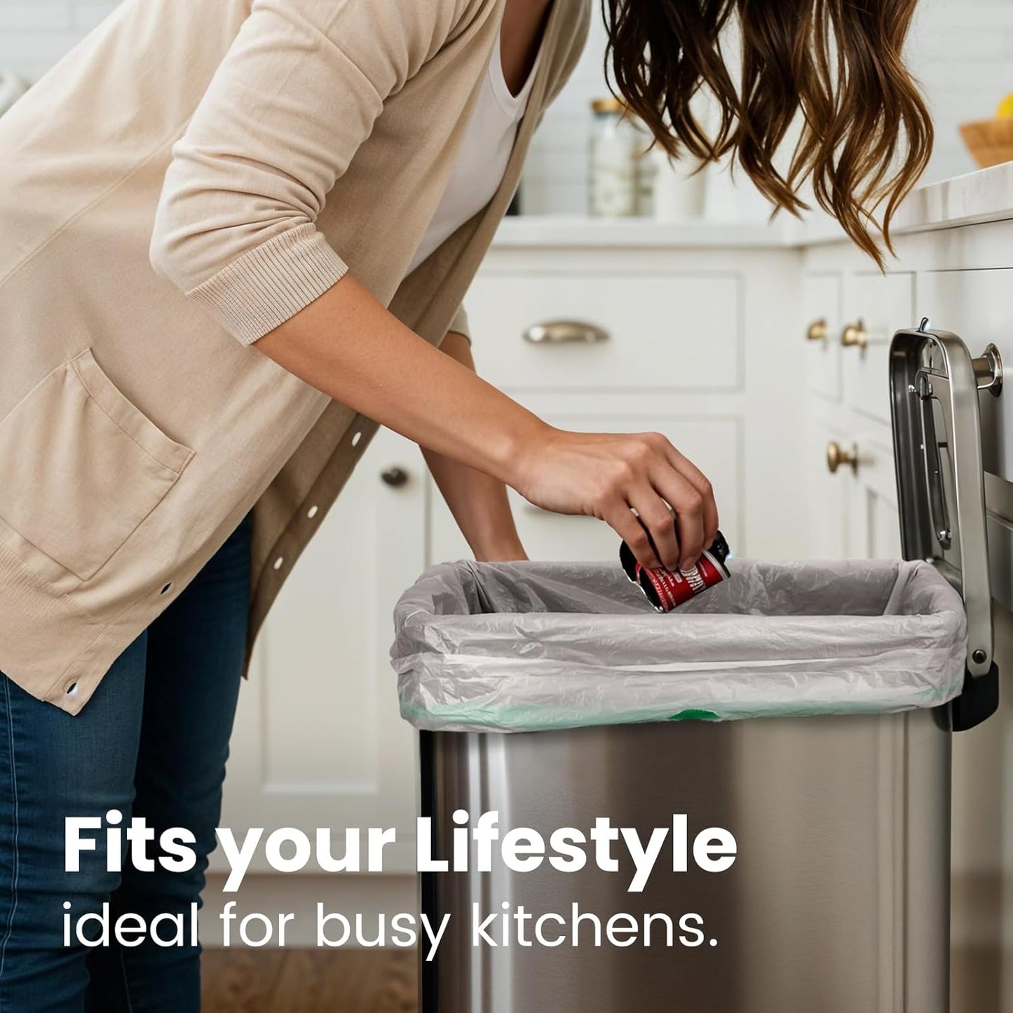 Large Trash Bag 13 Gallon Tall Drawstring 100% Post-Consumer Recycled Garbage Bag Waste Bag for Kitchen Office (120 Count, 0.7 Mil)