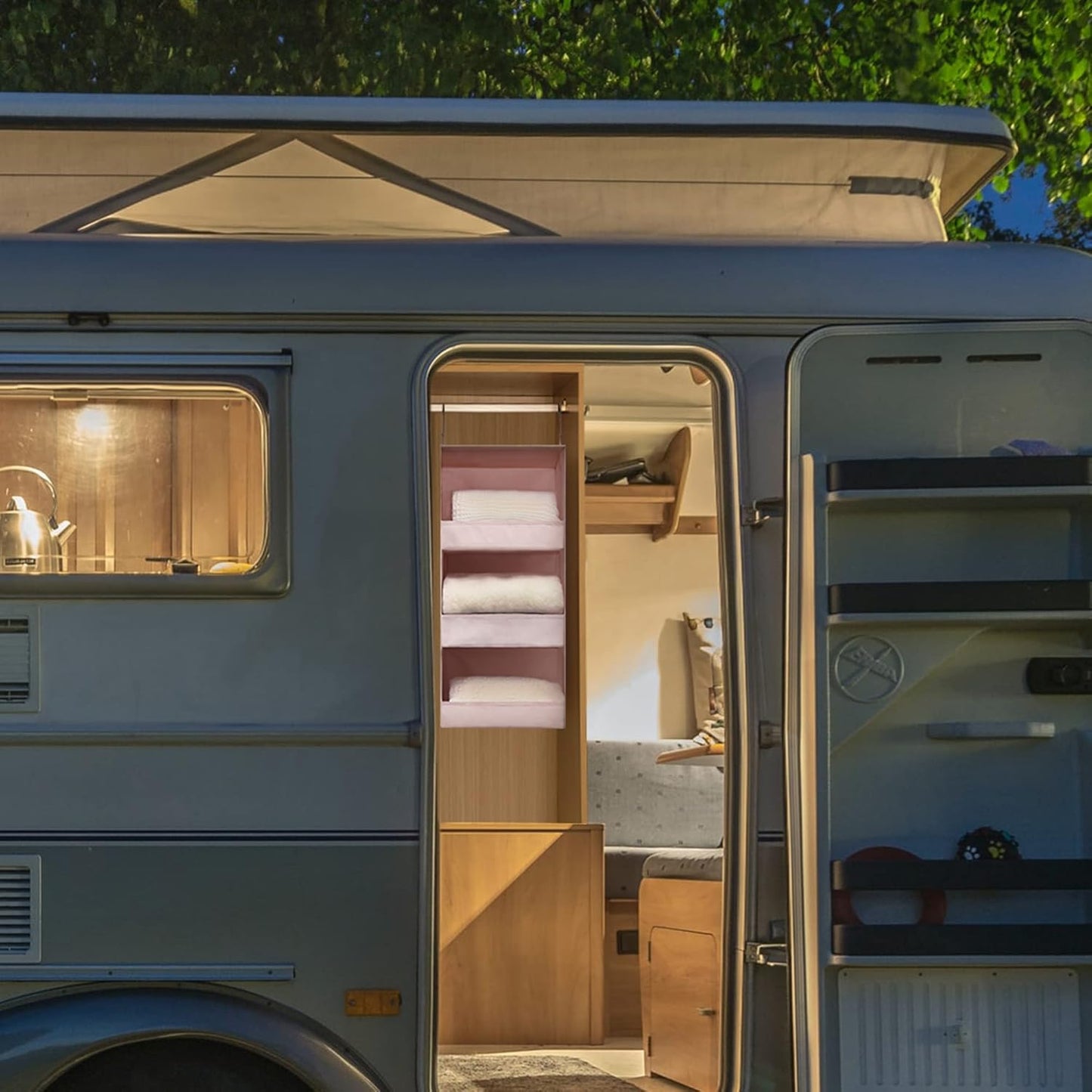 GRANNY SAYS 3-Shelf Hanging Closet Organizer, Collapsible Closet Hanging Shelves, Nursery Hanging Organizer, Pink, 29 ½" H X 12" W X 12" D, 1-Pack