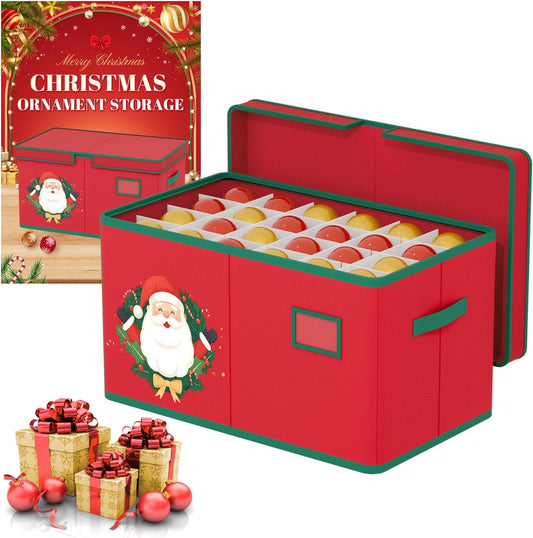 Christmas Ornament Storage Box Red Christmas Decoration Storage Containers 600D Oxford fabric Ornament Organizer Storage Box Fit 96 3 inch Holiday Ornaments Christmas Decor Storage Container