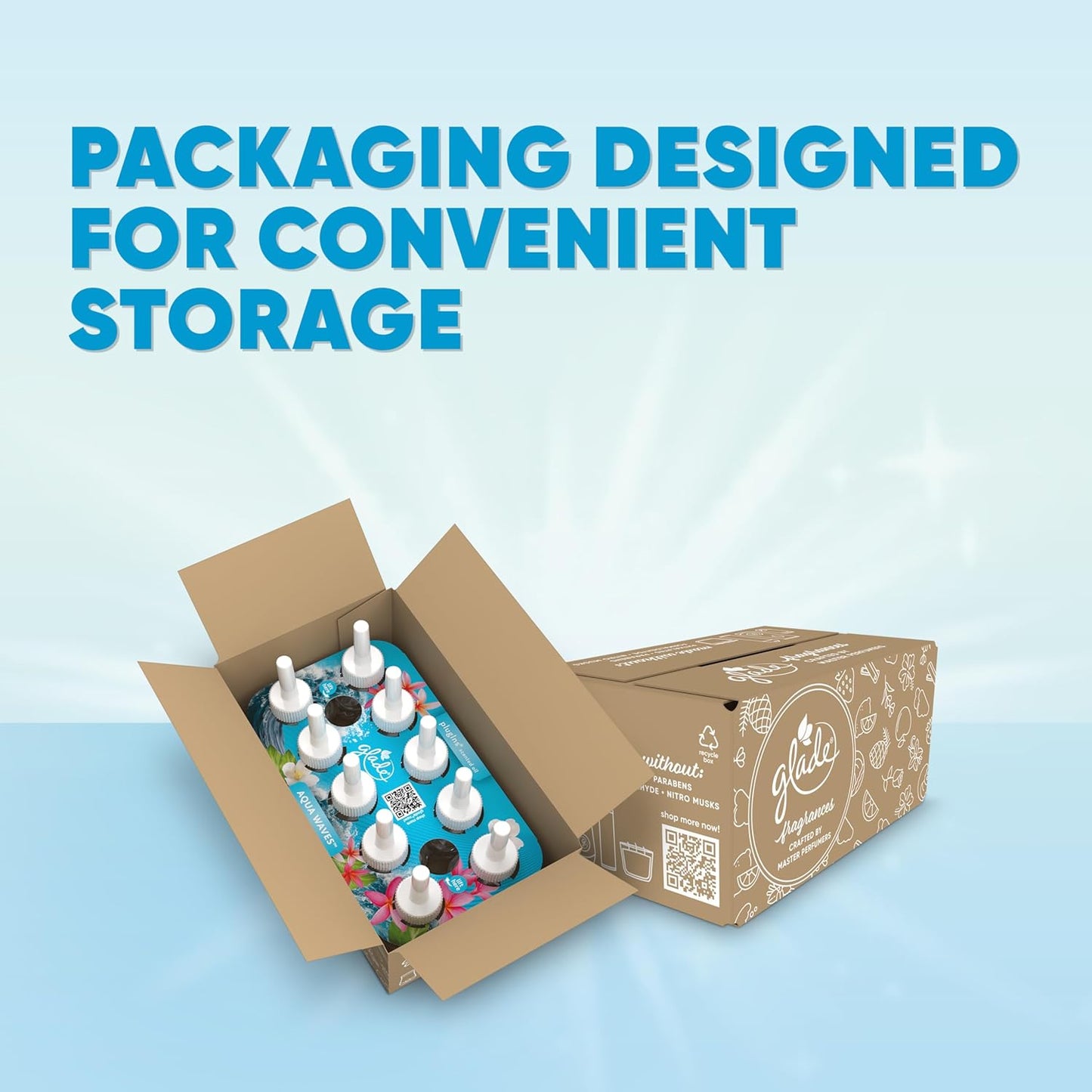 Glade PlugIns Refills Air Freshener, Scented and Essential Oils for Home and Bathroom, Aqua Waves, 6.7 Fl Oz, 10 Count (Packaging May Vary)