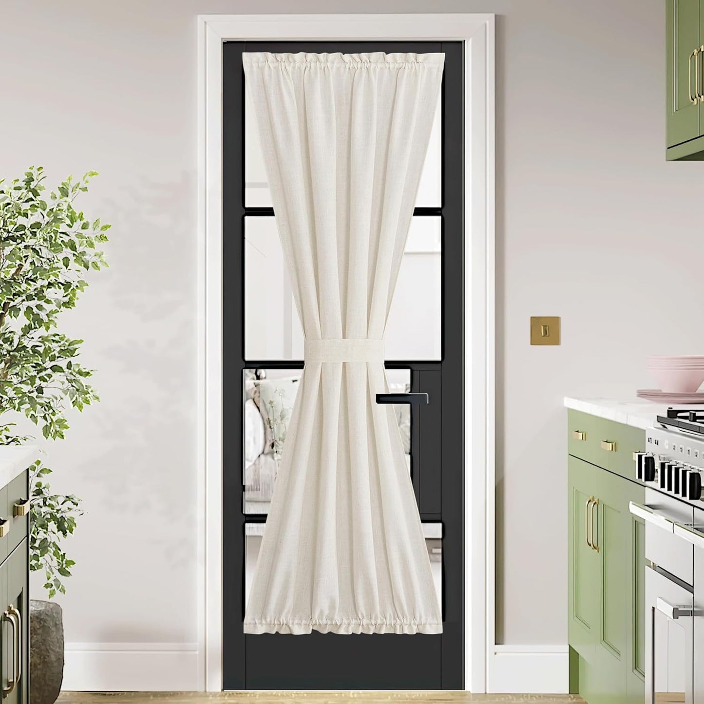 NICETOWN French Door Cover for Kitchen Window, Rod Pocket Front Sidelight Curtain for Back Front Glass Door Window, Linen Sheer Curtain 72 inch Long, 1 Panel, Linen, 36" Wide