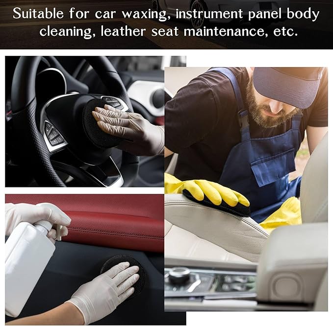 Tanlade 50 Pcs Car Detailing Microfiber Applicator Pad Wax Applicator Wash Microfiber Pads, 5 Inch Diameter (Black)