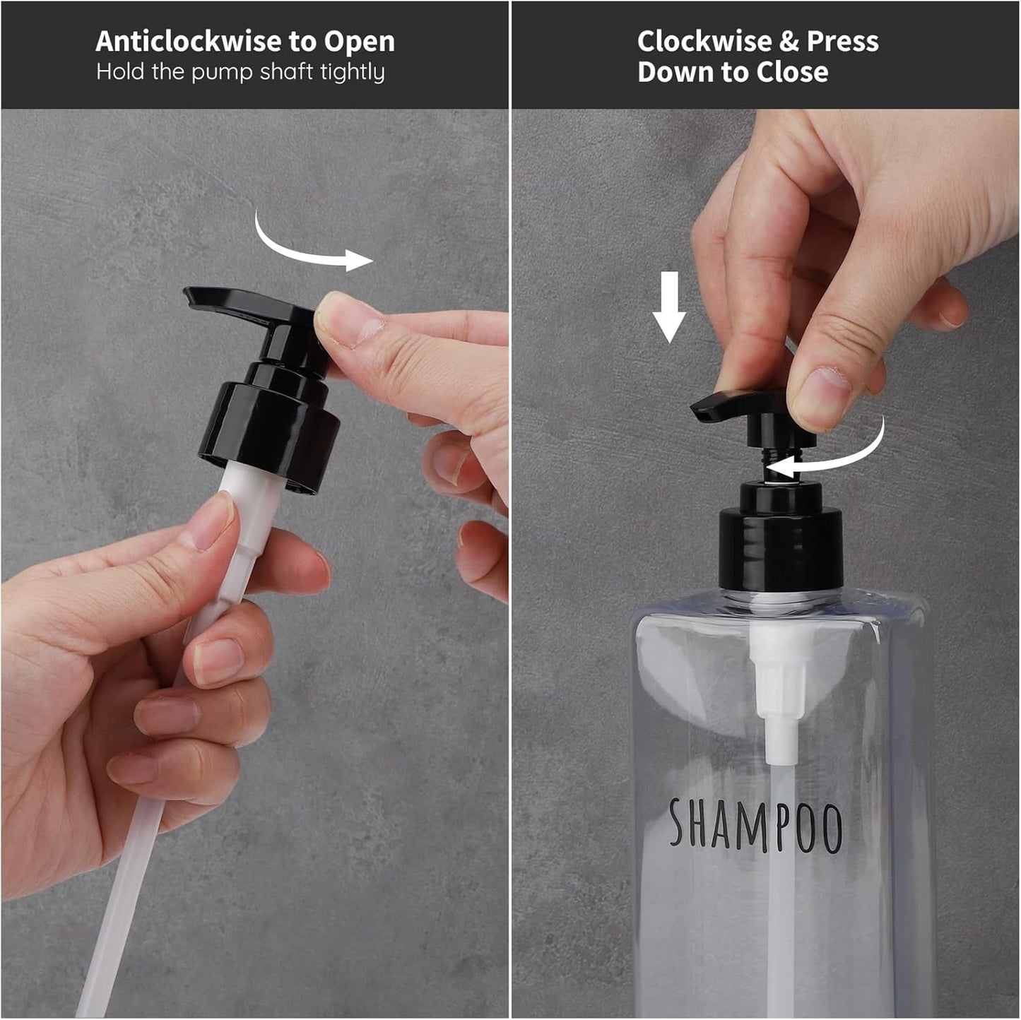 Segbeauty Clear Square Shampoo Bottles, 3pcs 16.9oz Refillable Plastic Lotion Dispenser with Pump, 500ml Empty Reusable Bathroom Shower Bottle Dispense Shampoo Conditioner Body Soap Liquid Gel