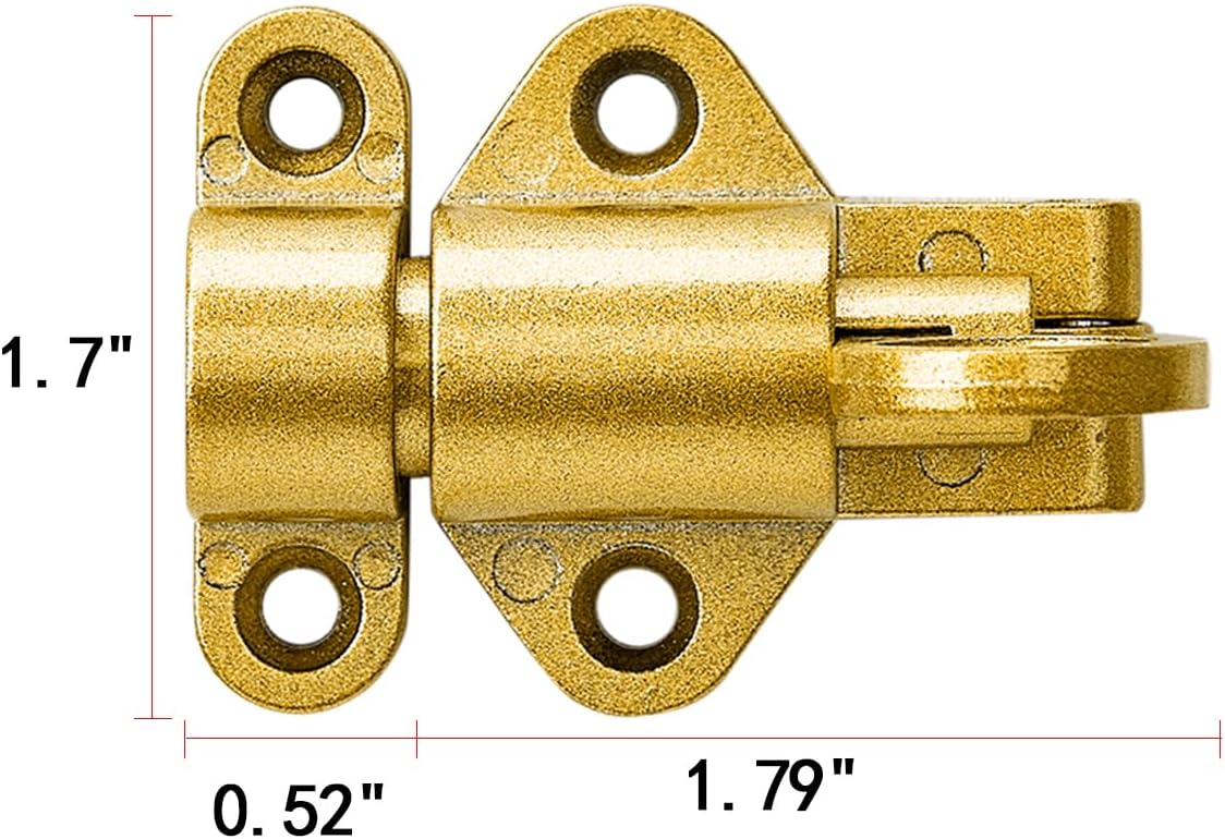 2 Packs Self-Closing Latches，Gold Spring Door Lock，Resilient Bolt Latch Aluminum Alloy Safety Automatic Spring Barrel Slide Door Lock with Screws,Used for Gate,Window and Cabinet etc