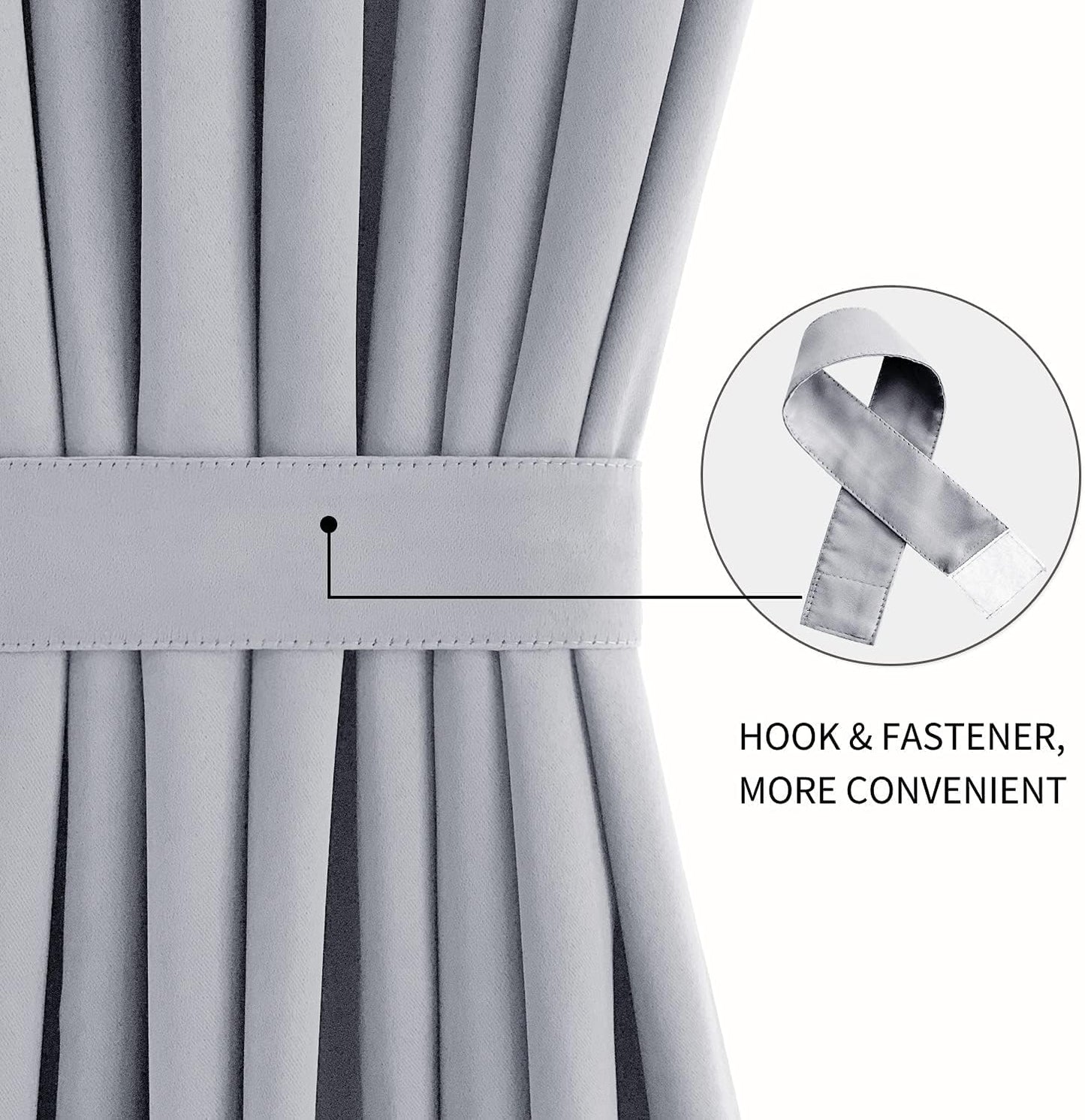 DWCN French Door Curtains – Rod Pocket Thermal Blackout Curtain for Doors with Glass Window, Kitchen and Patio Doors for Privacy, 36 X 72 Inches Long, 1 Curtain Panel with Tieback,Silver Grey