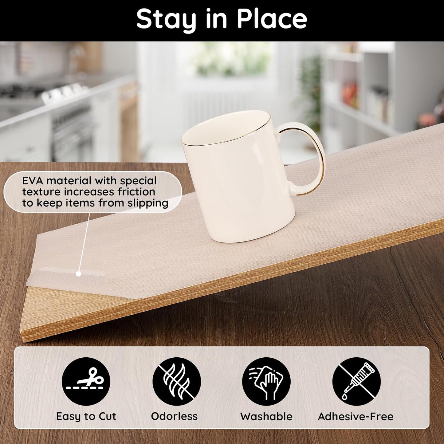 Shelf Liners for Cabinets, 23.6"W x 118"L x 0.03"T, Kitchen Drawer Liners, Non-Adhesive & Non Slip for Home and Kitchen Shelf, Drawer, Cabinet, Refrigerator, Dresser, Cupboard, RV (Polka Dot)