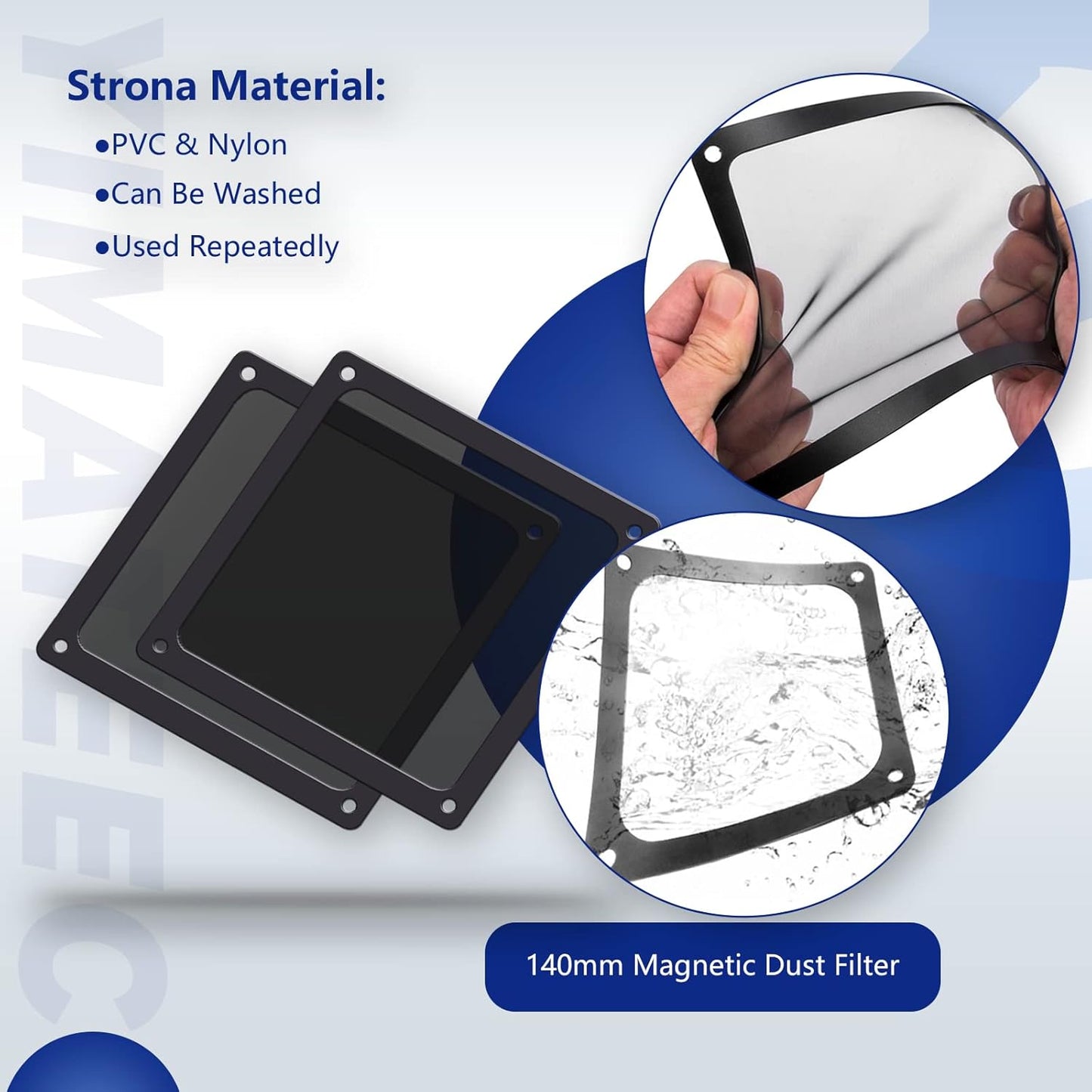 Dust Filter PC 140mm for Computer Cooler/PSU/Routers Nylon 80 Mesh, Magnetic Frame Fan Dust Mesh PC Cooler Filter Dustproof Computer Fan Grills (Nylon, 140 * 140mm, 2pcs, Black)