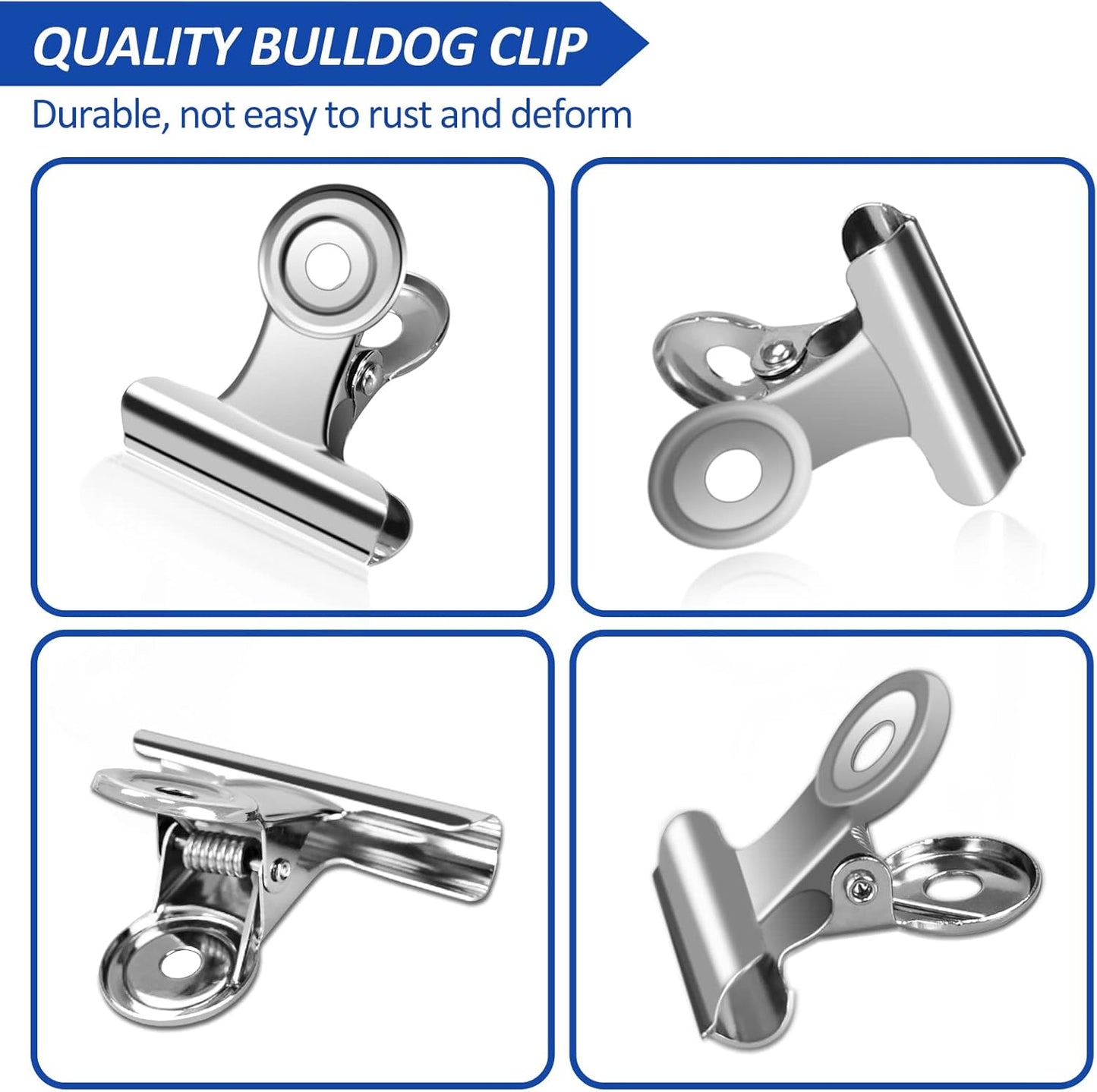30 Pack Small Bull Clips 1.22 Inch Mini Metal Hinge Clips Binder Paper Hinge Clip for Office, Home, School, Shops, Silver, 31mm