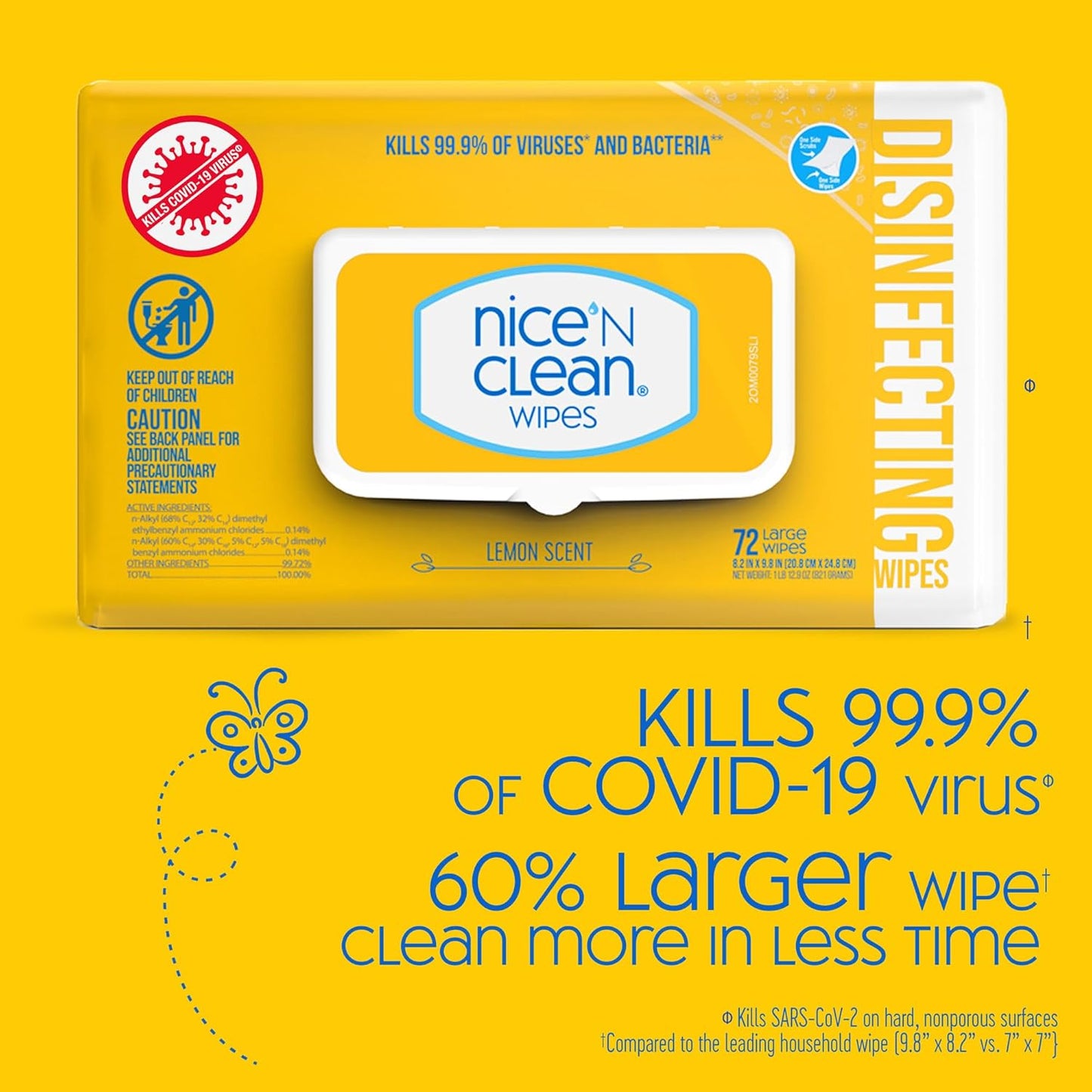 Nice 'N Clean Disinfecting Surface Wipes 304ct | Cleans & Disinfects Home & Kitchen Surfaces | Fresh & Lemon Scent