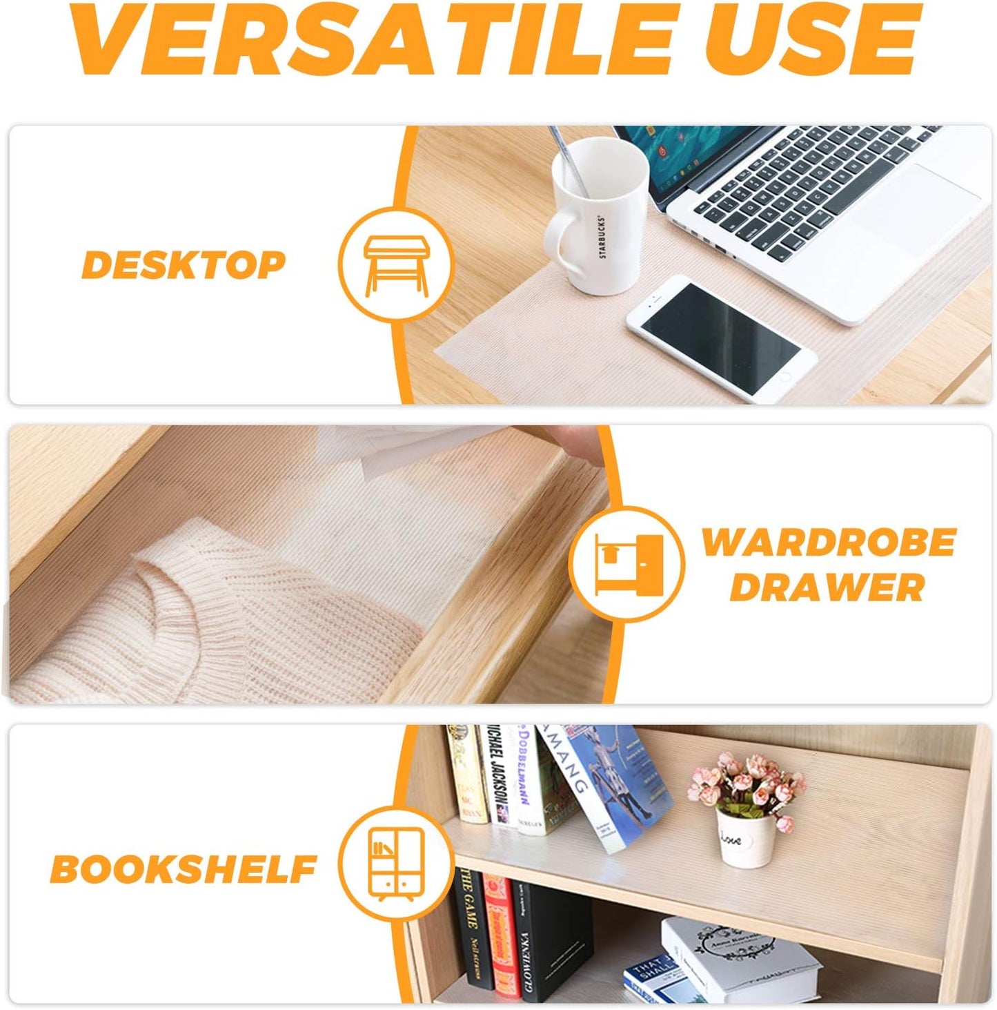 Glotoch 2 Rolls 12" X20 FT Non Adhesive Clear Shelf Liners for Kitchen Cabinets, Waterproof Drawer Liners for Kitchen, Non Slip Cabinet Liners for Shelves/Dresser/Refrigerator/Bathroom