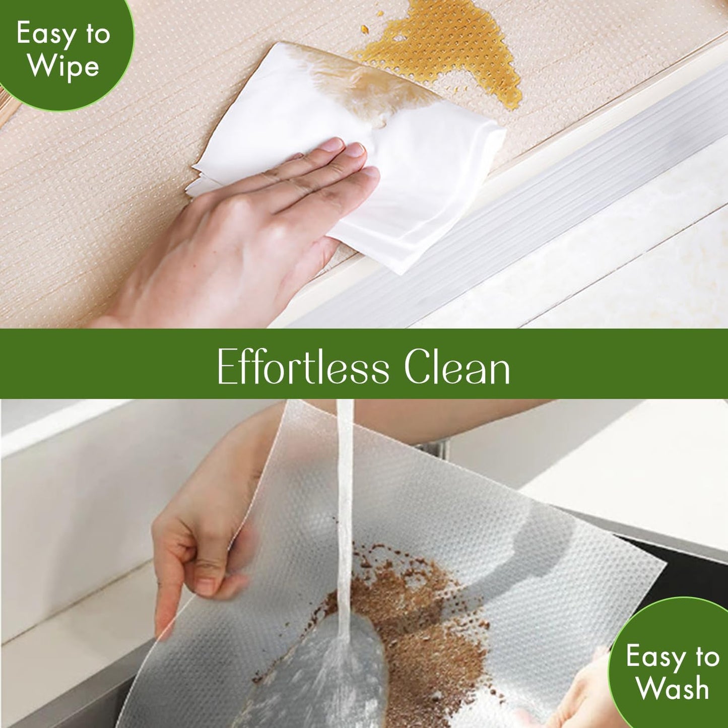 EVALAND 12 INCHES x 10 FEET (118 Inches) Non-Slip Shelf Liner, EVA Kitchen Liner, Non-Adhesive Liner, Original Smooth Shelf Liner, Durable Strong Grip Liner, Stain-Proof Shelf, Drawer, Cabinet Liner