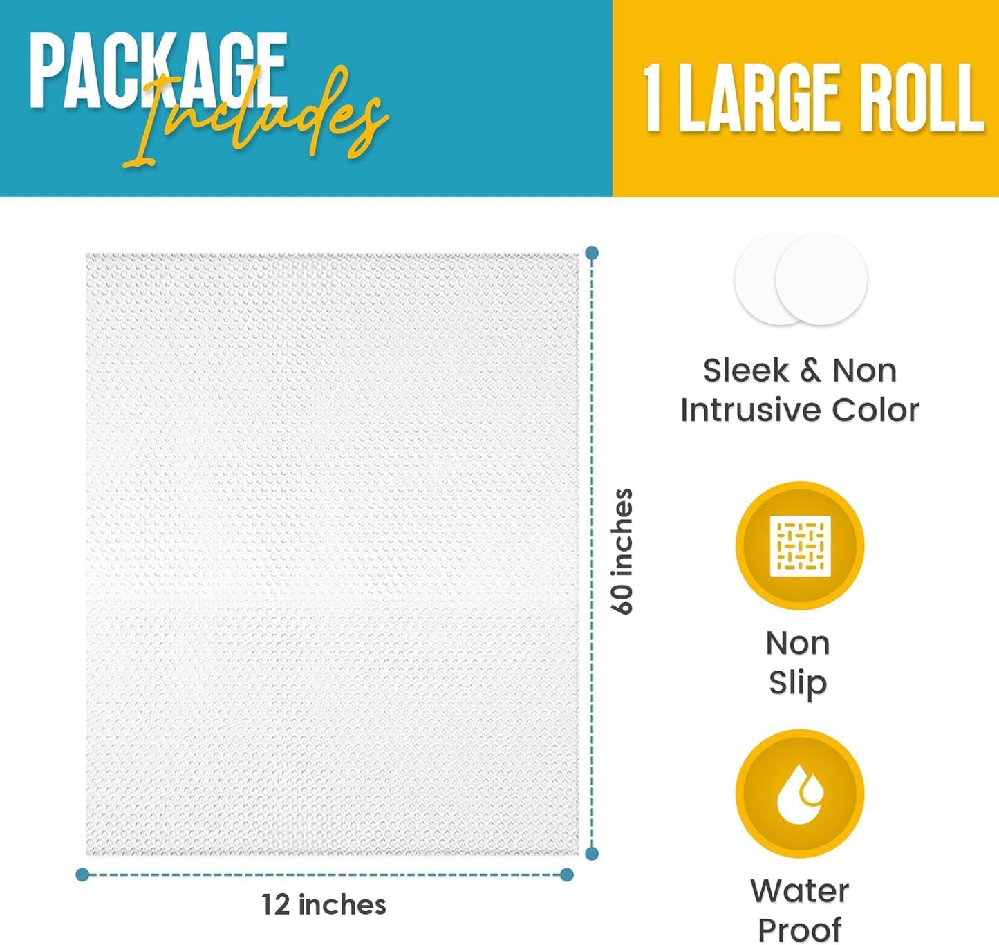 Shelf Liner Drawer Liner for Kitchen Cabinets Non-Adhesive by Linda’s Essentials (12 x 60 Inches) - Non-Slip Easy Clean Kitchen Cabinet and Cupboard Protector, Waterproof Mat, Clear Roll