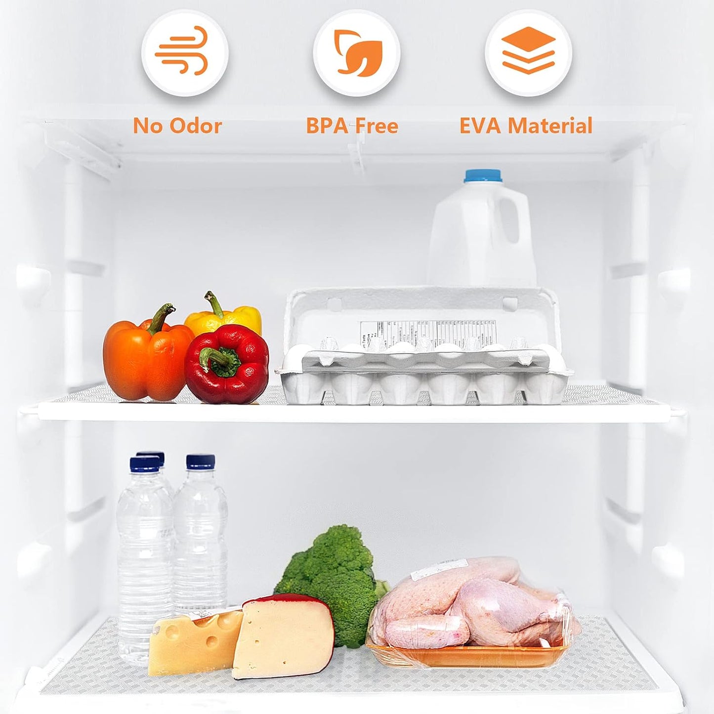 Shelf Liners for Kitchen Cabinets Refrigerator Liners Waterproof & Oil-Proof Kitchen Cupboard Liner Non-Slip Drawer Mats EVA Material Non Adhesive Fridge Liner for Shelves (23.6 x 236.2 inches, Clear)