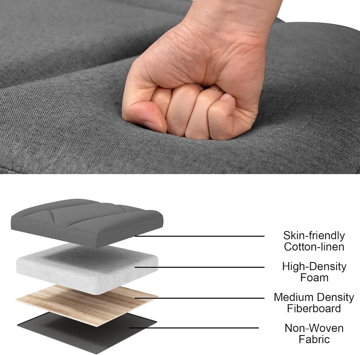 Folding Storage Ottoman Bench, 15 Inches End of Bed Bench, Folding Ottoman Storage for Bedroom, Entryway and Living Room, 15"x15"x15",Dark Gray