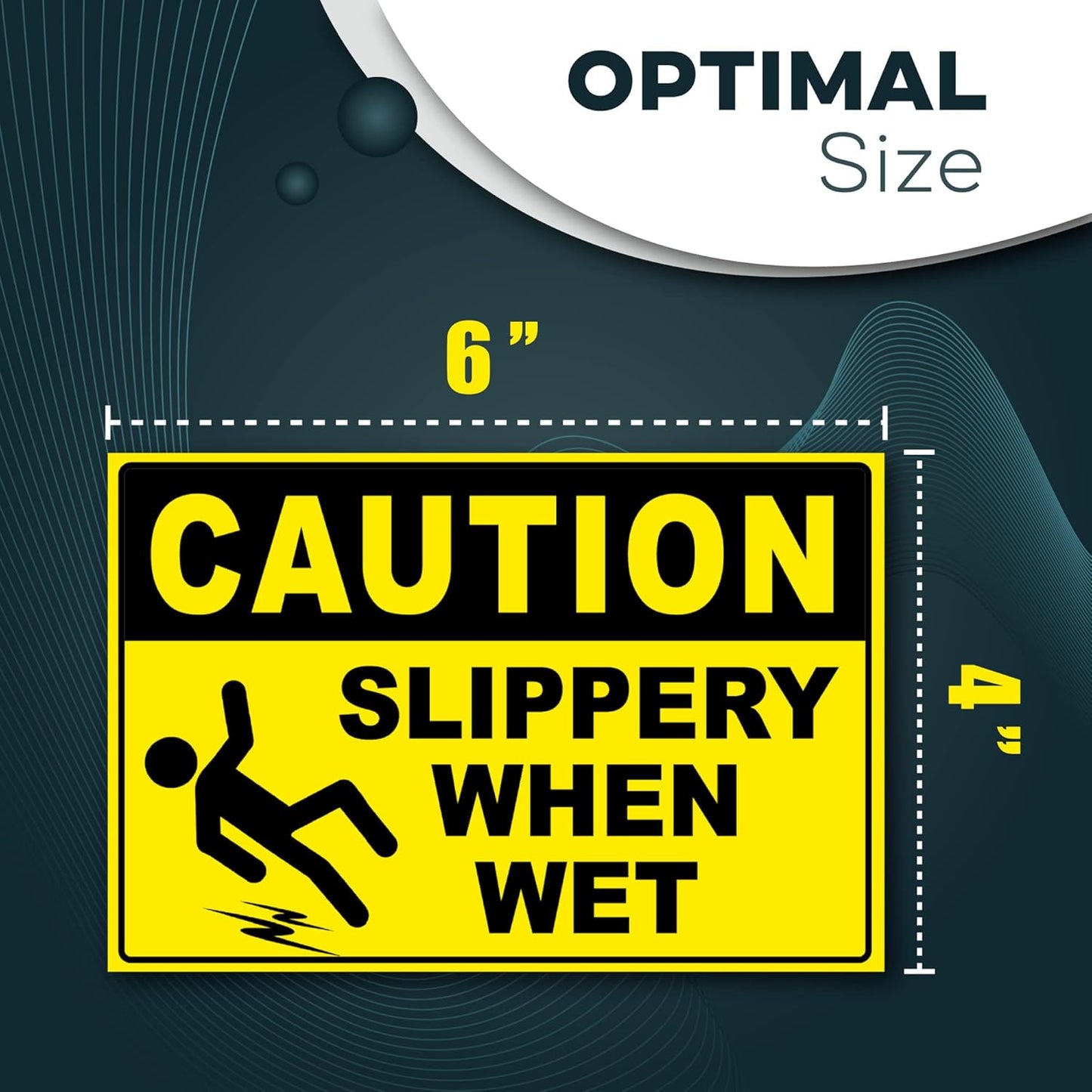 Caution Slippery When Wet Stickers, 4x6 Vinyl Decals, Caution Wet Floor Sign, 3 Pack