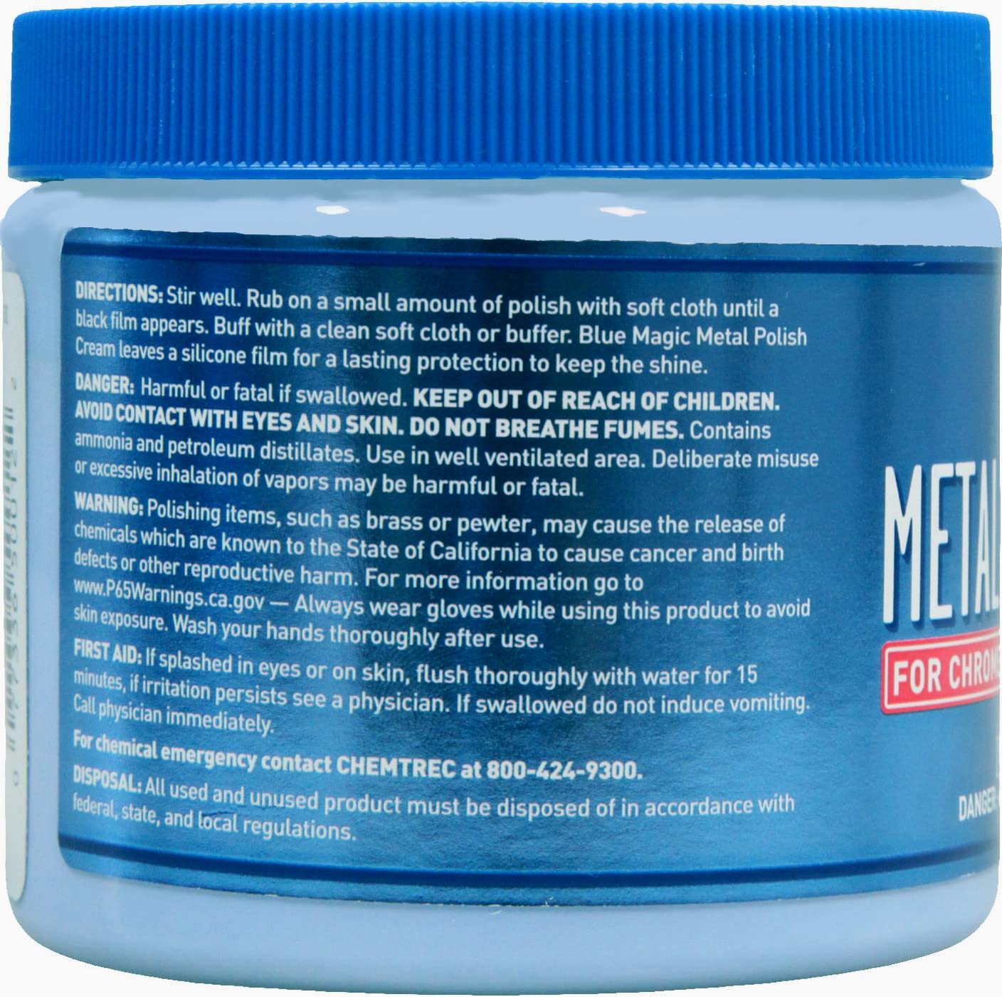 Blue Magic 500-06 Metal Polish Cream Non-Abrasive Tarnish and Oxidation Remover for Chrome, Aluminium, Brass, Copper, Sterling Silver and Stainless Steel, 19.25 oz., Pack of 1