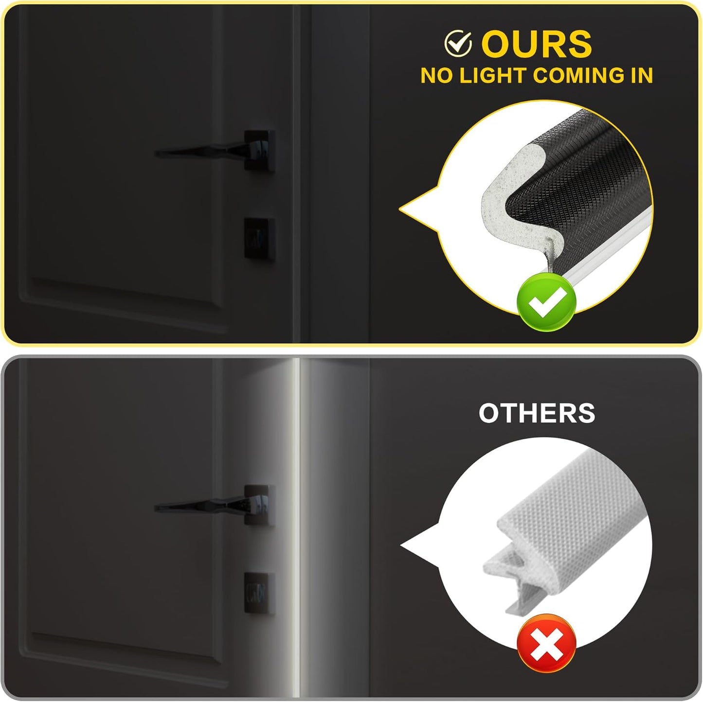 Weather Stripping Door Seal Strip - Soundproof Q-Shaped Foam for Exterior Door Frame, Large Gap Seal, Noise Cancelling, Easy to Install (Black, 40FT)