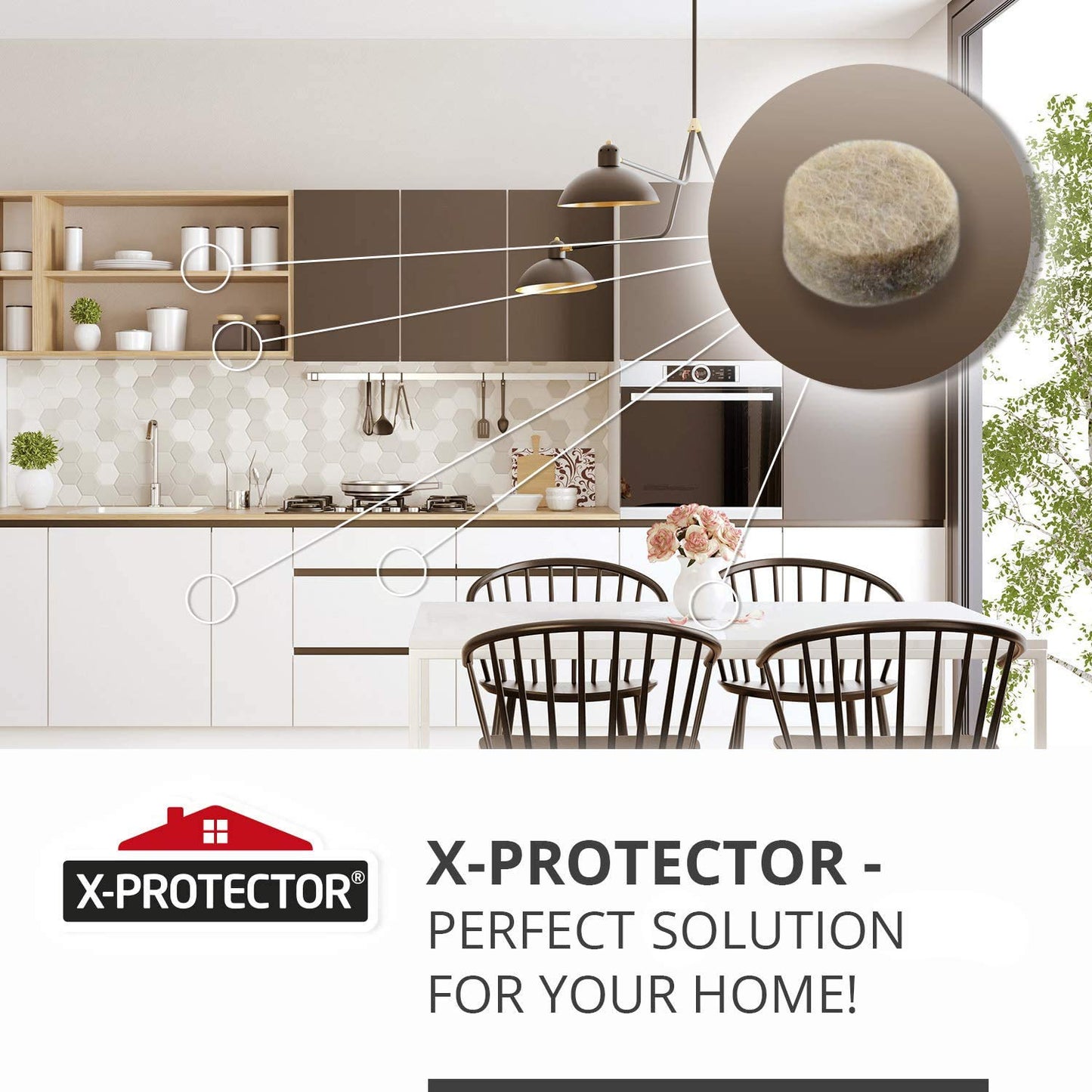 Cabinet Door Bumpers X-Protector 100 PCS – Small Felt Pads 3/8” – Ideal Beige Felt Bumpers – Self-Adhesive Thick Felt Dots – Bumper Pads to Protect Glass & Other Surfaces!