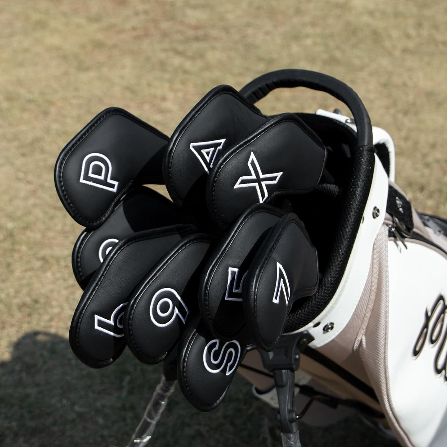 Montela Golf Iron Covers,Golf Iron Head Covers Leather Golf Iron Covers Set 9pcs Golf Iron Headcovers,Golf Club Head Covers for Iron Club Fit All Brands Titleist,Callaway,Taylormade