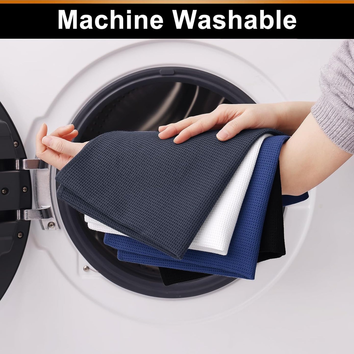 Homaxy 100% Cotton Waffle Weave Dish Cloths - 6 Pack Soft and Absorbent Dish Towels - 12 x 12 Inches Quick Dry Dish Rags - Mixed Color