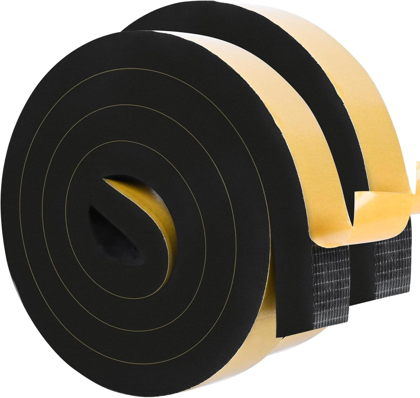 ToLanbbt Black Door Window Weather Stripping Self Adhesive Foam Tape High Density Foam Sealing Strip Window Insulation Weatherproof Gasket Tape 1" Wide X 3/4" Thick, 6.5 Ft X 2 Rolls, Total 13 Feet