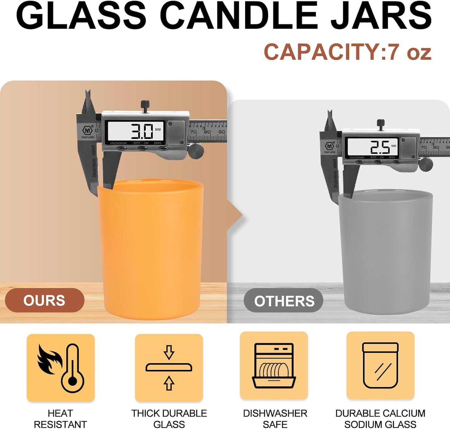 SHOWIN Thick Candle Jars for Making Candles 12 Pcs, 7 OZ Empty Jars with Wood Lids for Candle Making, Sample Container, Christmas