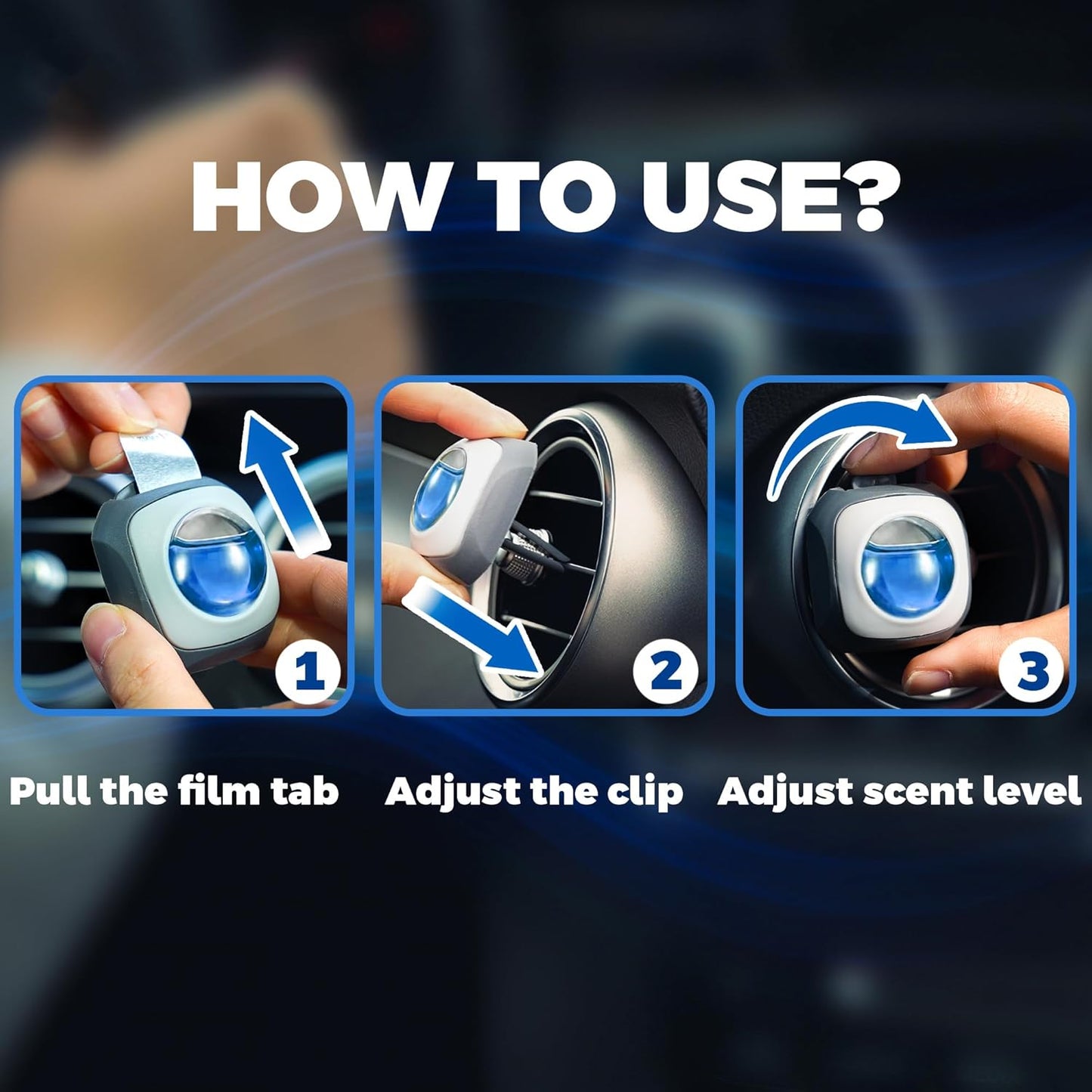 Air Jungles Ocean Scent Car Air Freshener Clip, 6 Vent Clips, 4ml Each, Long Lasting Air Freshener, Up to 180 Days Car Refresher Odor Eliminator