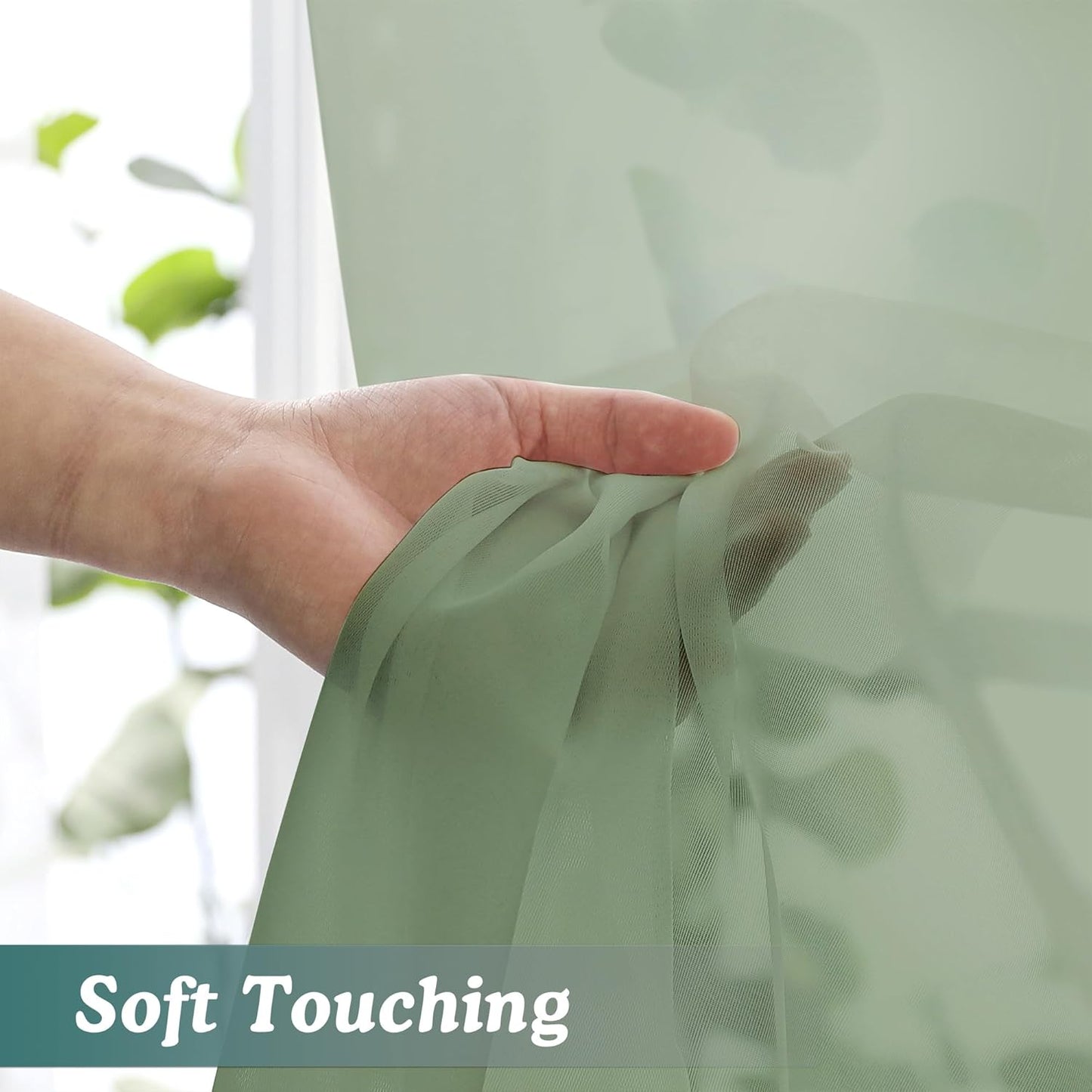 Chyhomenyc Sage Green Sheer Curtains 84 Inches Long 2 Panels, Light Filtering Green Curtains for Living Room, Soft Gentle Voile Rod Pocket Bedroom Window Drapes, 59Wx84L Inch, 2PCS