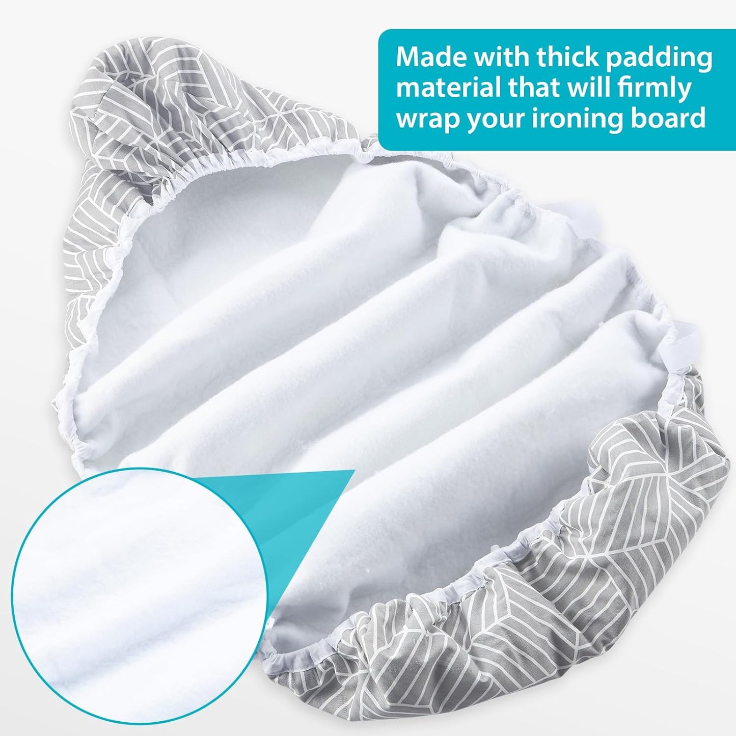 Ironing Board Cover with Padding 15 x 54 inch Standard Full Size, Heat Reflective with Hook and Loop Fasteners, Thick Padding with Elasticized Edges, 3 Layers Iron Board Cover (Gray Cube)