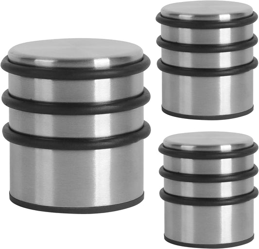 KINJOEK 3 PCS Heavy Weight Door Stopper, No DrillStainless Steel Door Stop with Protective Rubber Bands Door Wedge for Office, Home, Garage, Laundry Door