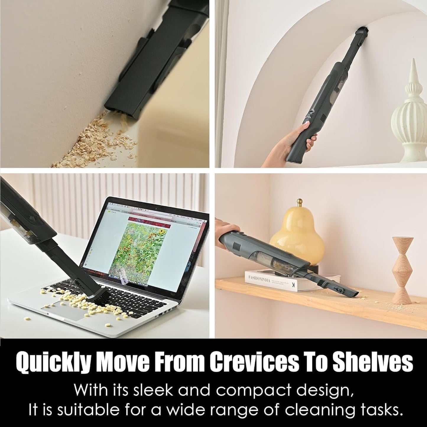 Handheld Vacuum Cordless, Super Lightweight 1.4lb with Powerful Suction, Charging Dock, Single Touch Empty and Detachable Dust Cup, Portable Mini Car Vac for Home Pet Car (Steel Gray)