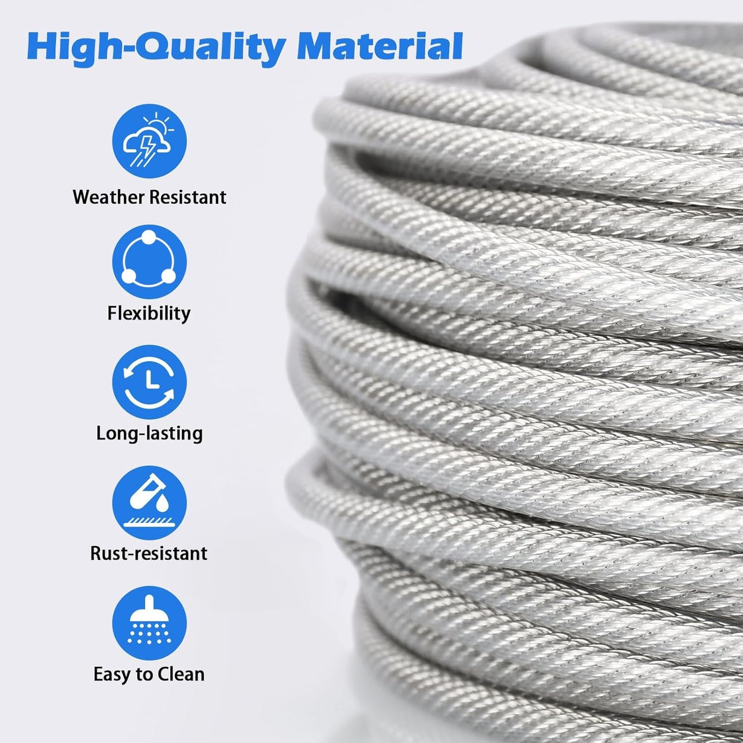 1/8" Wire Rope Kit, 100 Ft PVC Coated Steel Cable Guide Wire Tensioner Strainer Kit w/ 7×7 Strand Core Steel Wire for String Light Hanging Kit/Decking & Stair Railings/Shade Sails/Clothes Line