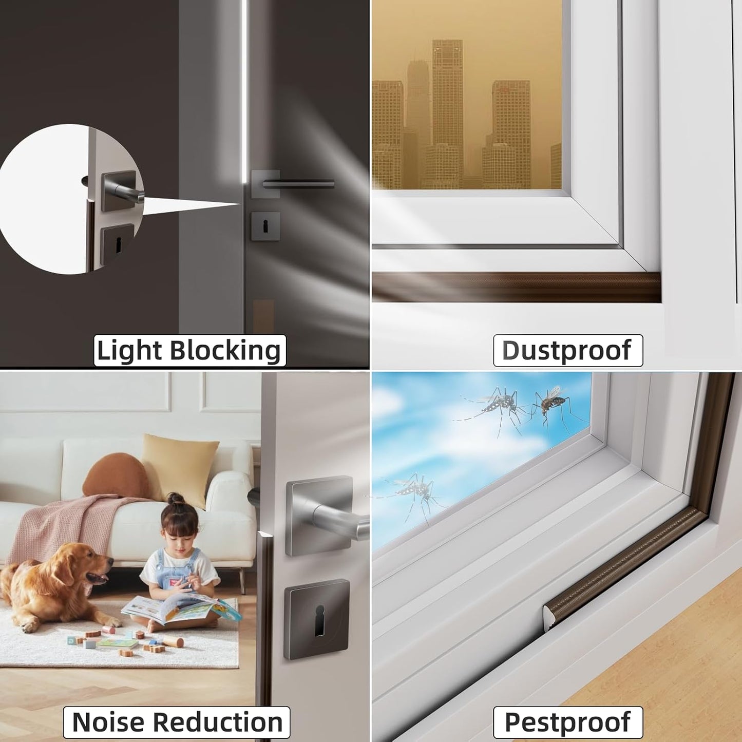 9.8 Ft Weather Stripping Seal Strip for Doors/Windows,Soundproofing Window Insulation Draft Stopper for Winter, Selfadhesive Foam Weather Strip for Door Frame,Door Gap Filler Noise Blocker(Brown)