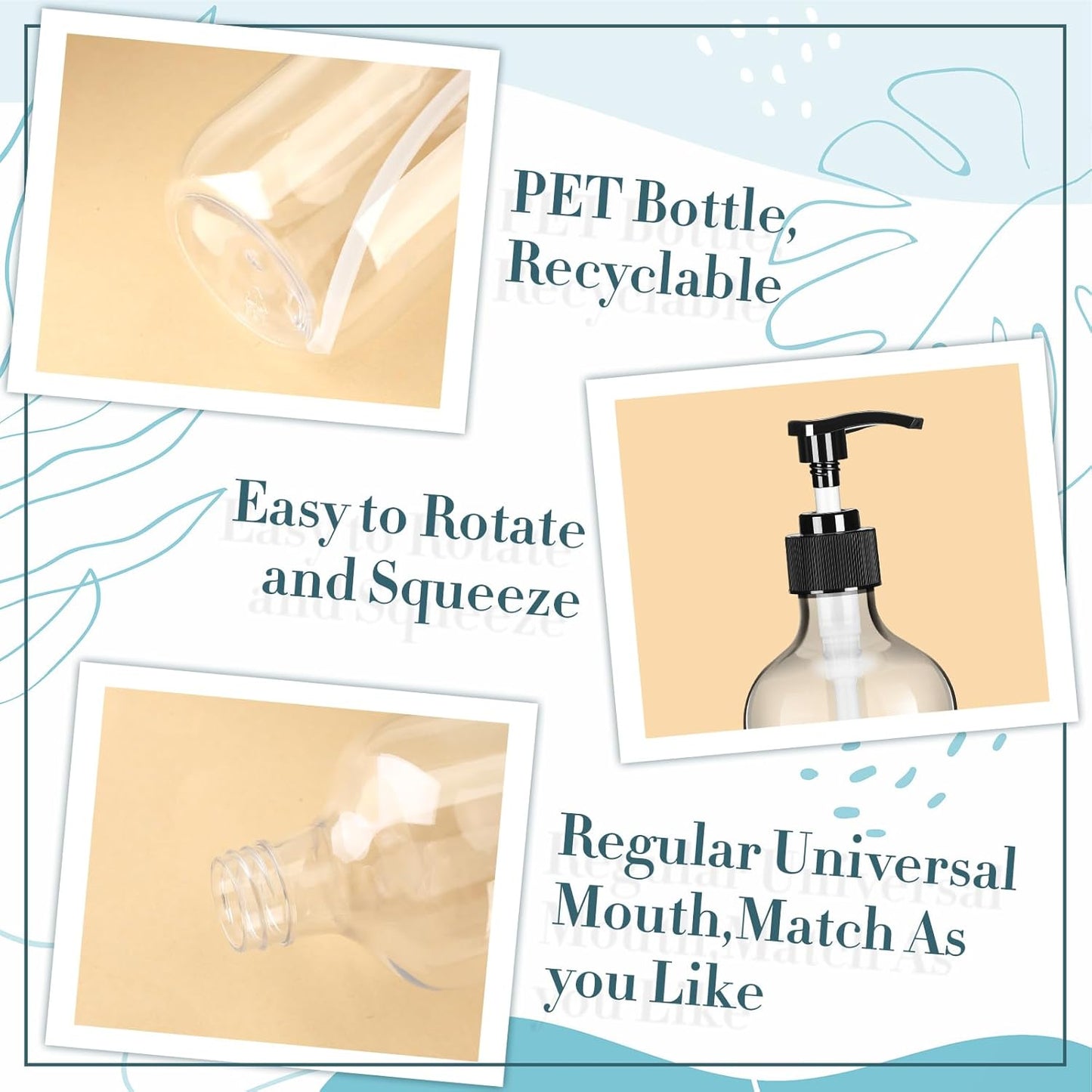 Tessco for you 12 Pack Clear Soap Dispenser Empty Plastic Pump Bottles Dispenser Refillable Shampoo Container for Hand Sanitizer Soap Lotion Body Wash Conditioner Bathroom Kitchen Travel(16.9 oz)