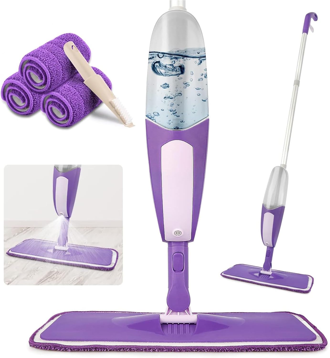 Spray Mop for Floor Cleaning - SEVENMAX Microfiber Floor Mop with 550ML Refillable Bottle 3 Washable Pads Kitchen Dry Wet Flat Dust Mop for Cleaning Hardwood Laminate Wood Ceramic Marble Tile Floors